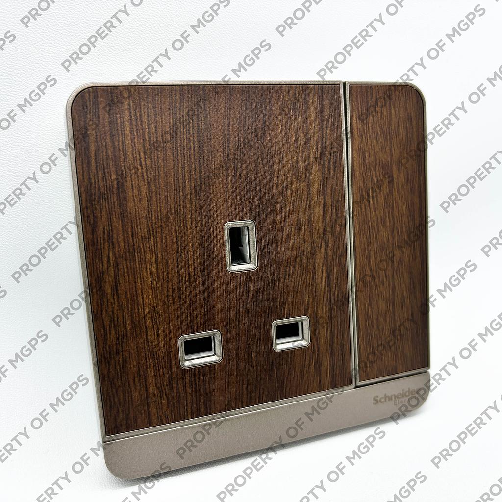 Schneider  AVATARON STOP KONTAK AC 13A LED WOOD KAYU