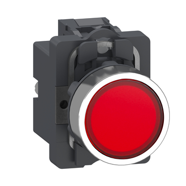 Schneider  Complete illuminated push button, Easy Harmony XA2, plastic head, 22mm, red, 1NO, AC 220V, spring return - XA2AW34M1