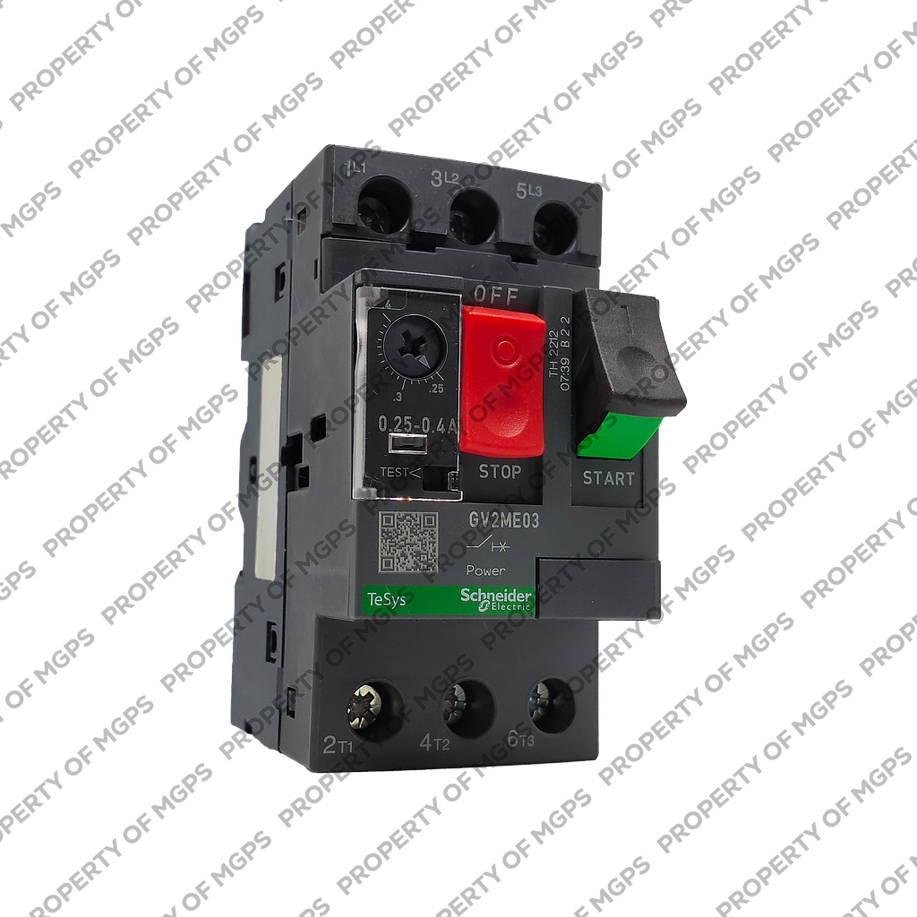 Schneider Tesys GV2 Motor circuit breaker, TeSys GV2, 3P, 0.25-0.4 A, thermal magnetic, screw clamp terminals