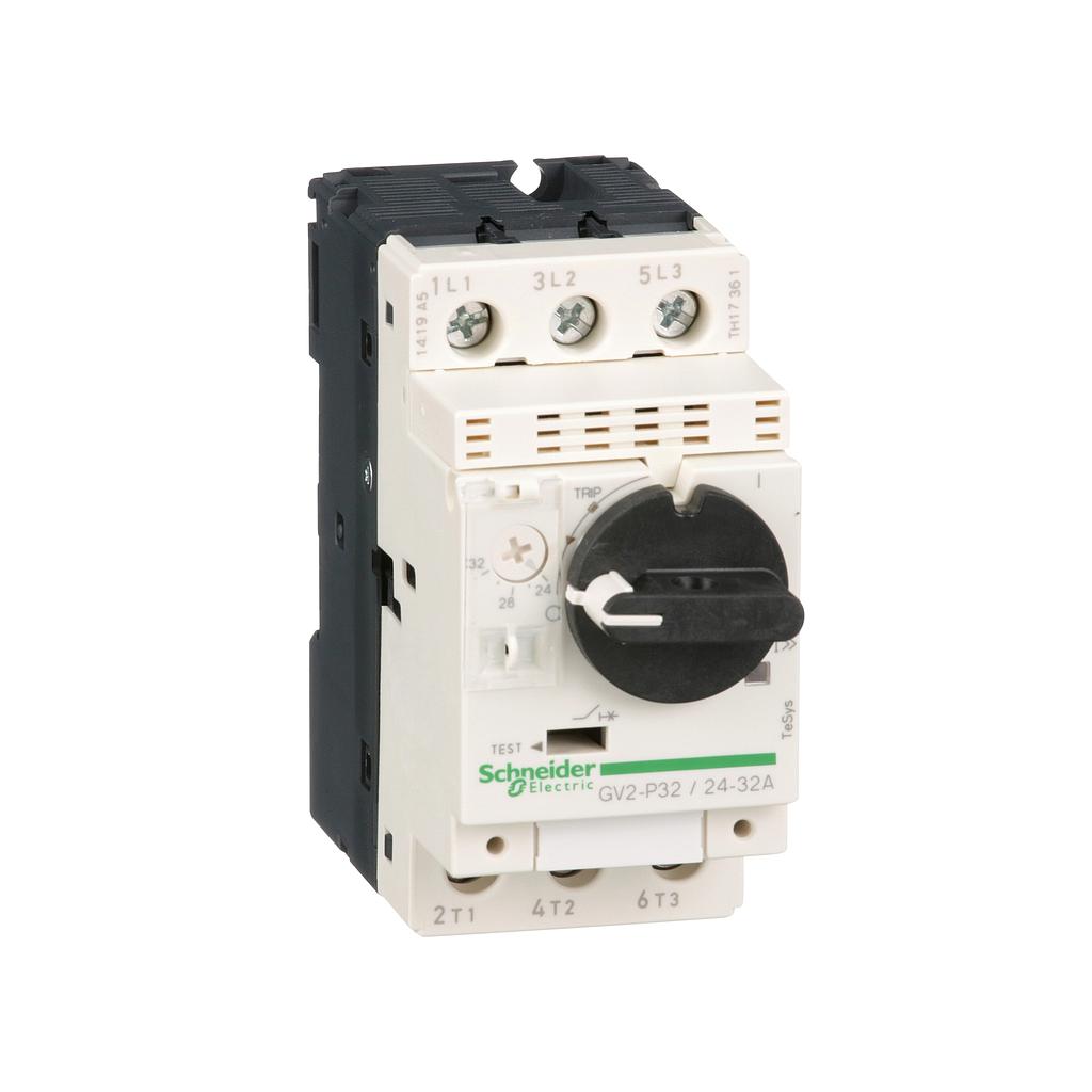 Schneider Tesys GV2 Motor circuit breaker, TeSys GV2, 3P, 24-32 A, thermal magnetic, screw clamp terminals