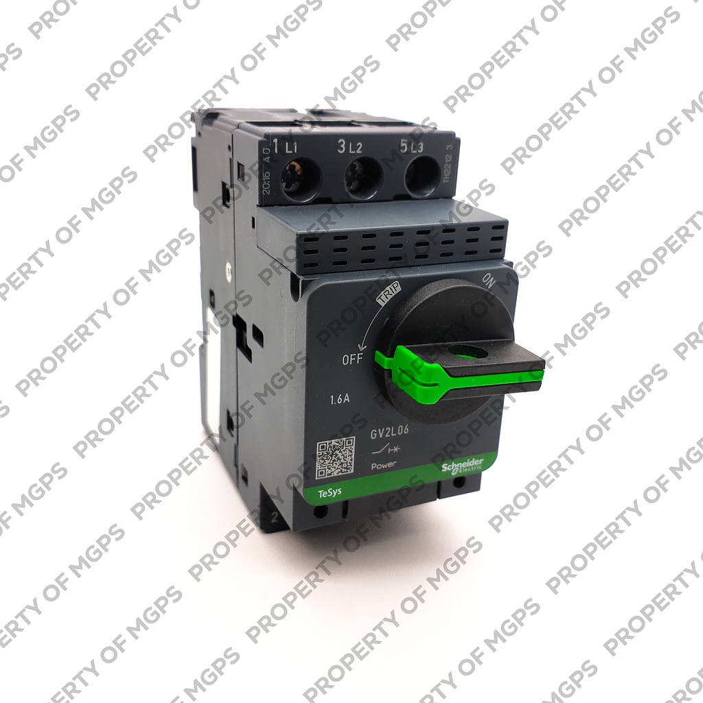 Schneider  Motor circuit breaker, TeSys GV2, 3P, 1.6 A, magnetic, rotary handle, screw clamp terminals