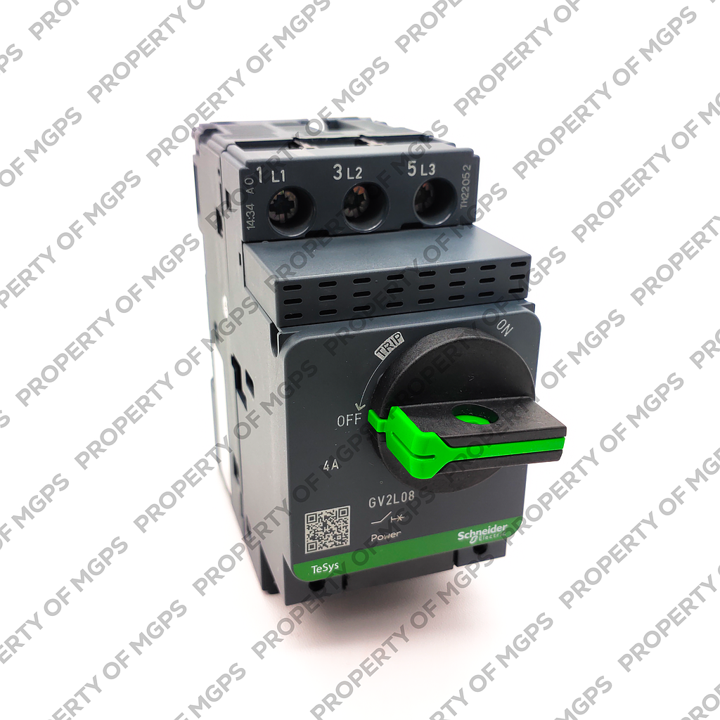 Schneider  Motor circuit breaker, TeSys GV2, 3P, 4 A, magnetic, rotary handle, screw clamp terminals