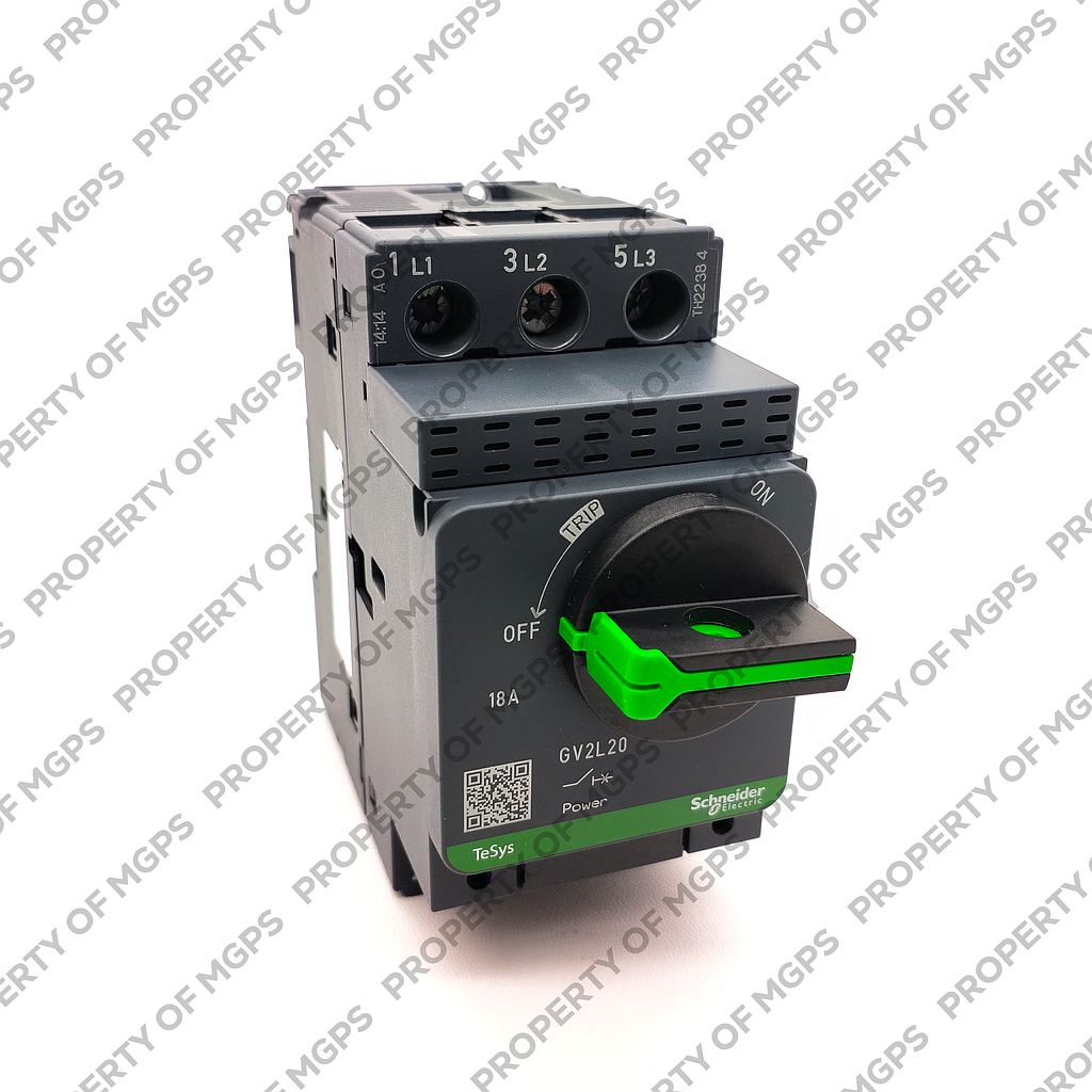 Schneider  Motor circuit breaker, TeSys GV2, 3P, 18 A, magnetic, rotary handle, screw clamp terminals