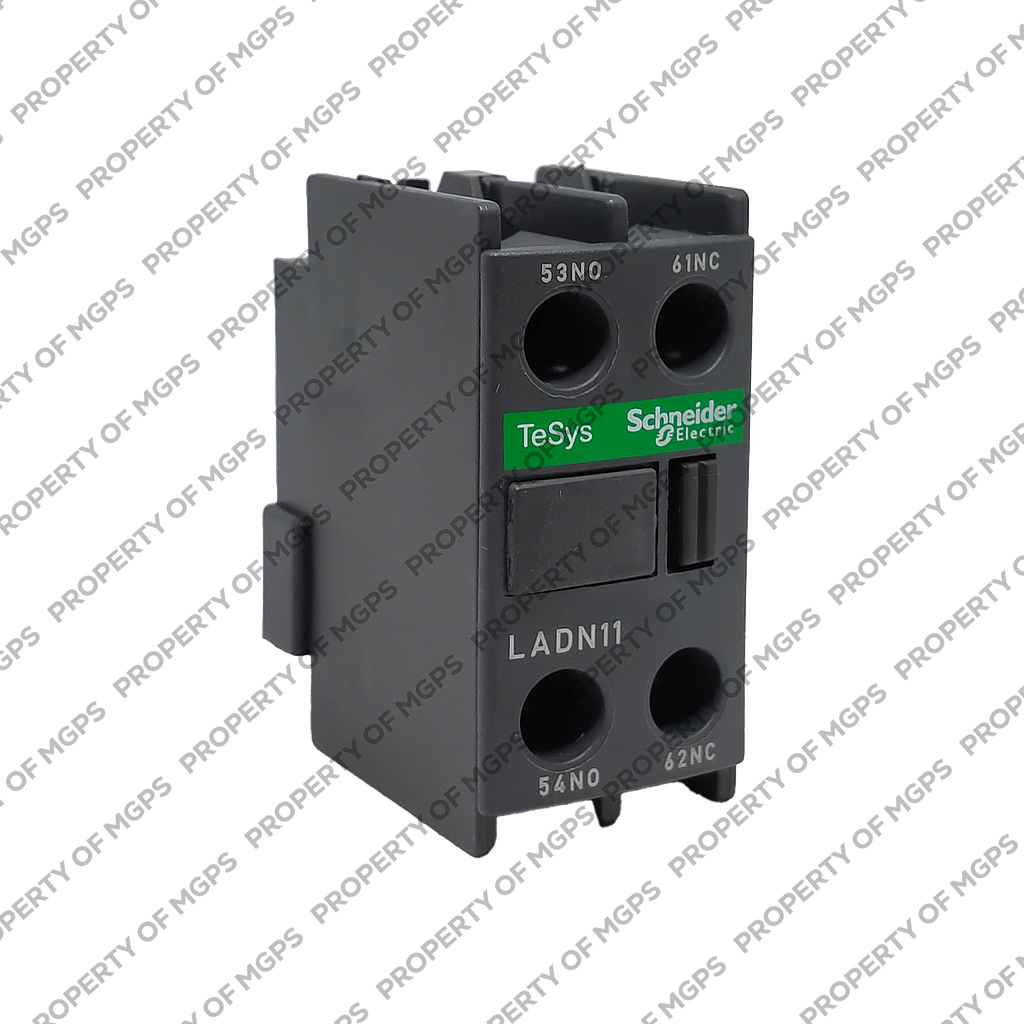 Schneider  Auxiliary contact block, TeSys D, 1NO + 1NC, front mounting, screw clamp terminals