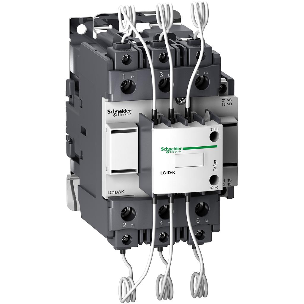 Schneider  TeSys LC1D.K capacitor duty contactor - 3P - 60 kVAR - 415 V - 220 V AC coil