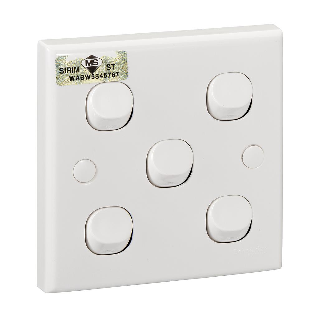 Schneider S-Classic Schneider Electric S-Classic Saklar Lampu - 5 Gang 2 Arah - E35_2_3A_WE_G3
