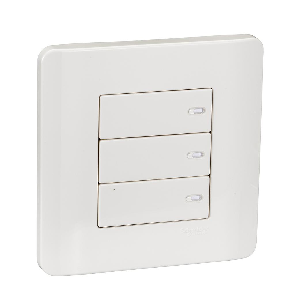 Schneider ZENcelo Schneider Electric ZENcelo Saklar Lampu - 3 Gang 2 Arah - E8433_2_WE_G3