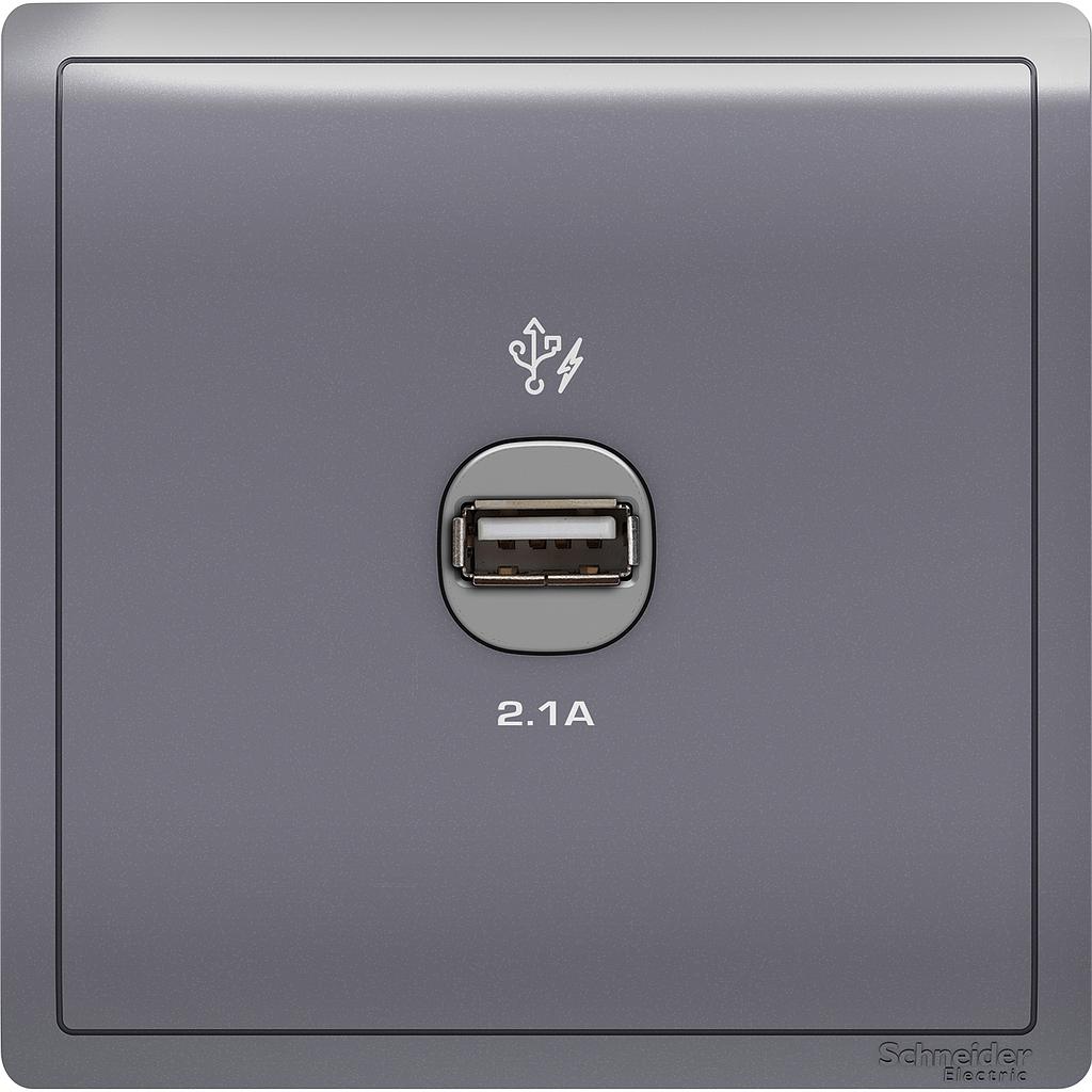 Schneider PIENO PIENO USB CHARGER 1 GANG 2.1A LAVENDER SILVER