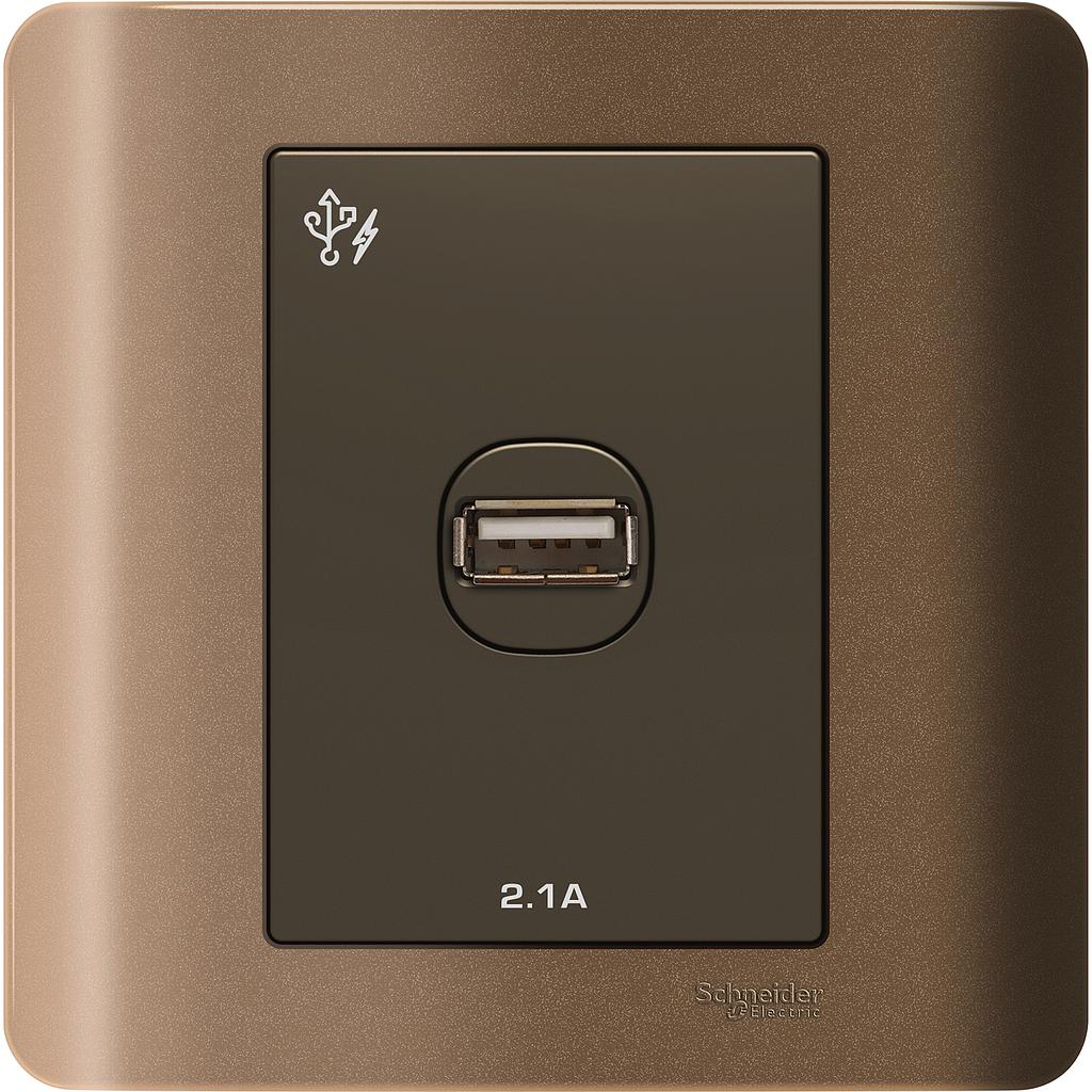 Schneider ZENcelo ZENCELO USB CHARGER 1 GANG 2.1A SILVER BRONZE