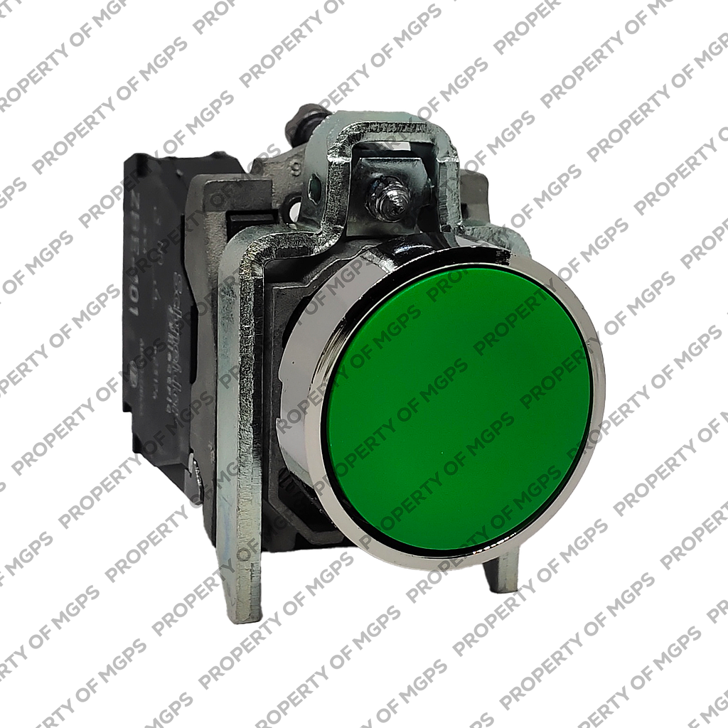 Schneider Harmony XB4 Push-button - 22 mm - Green - Metal Bezel - 1 NO - XB4BA31