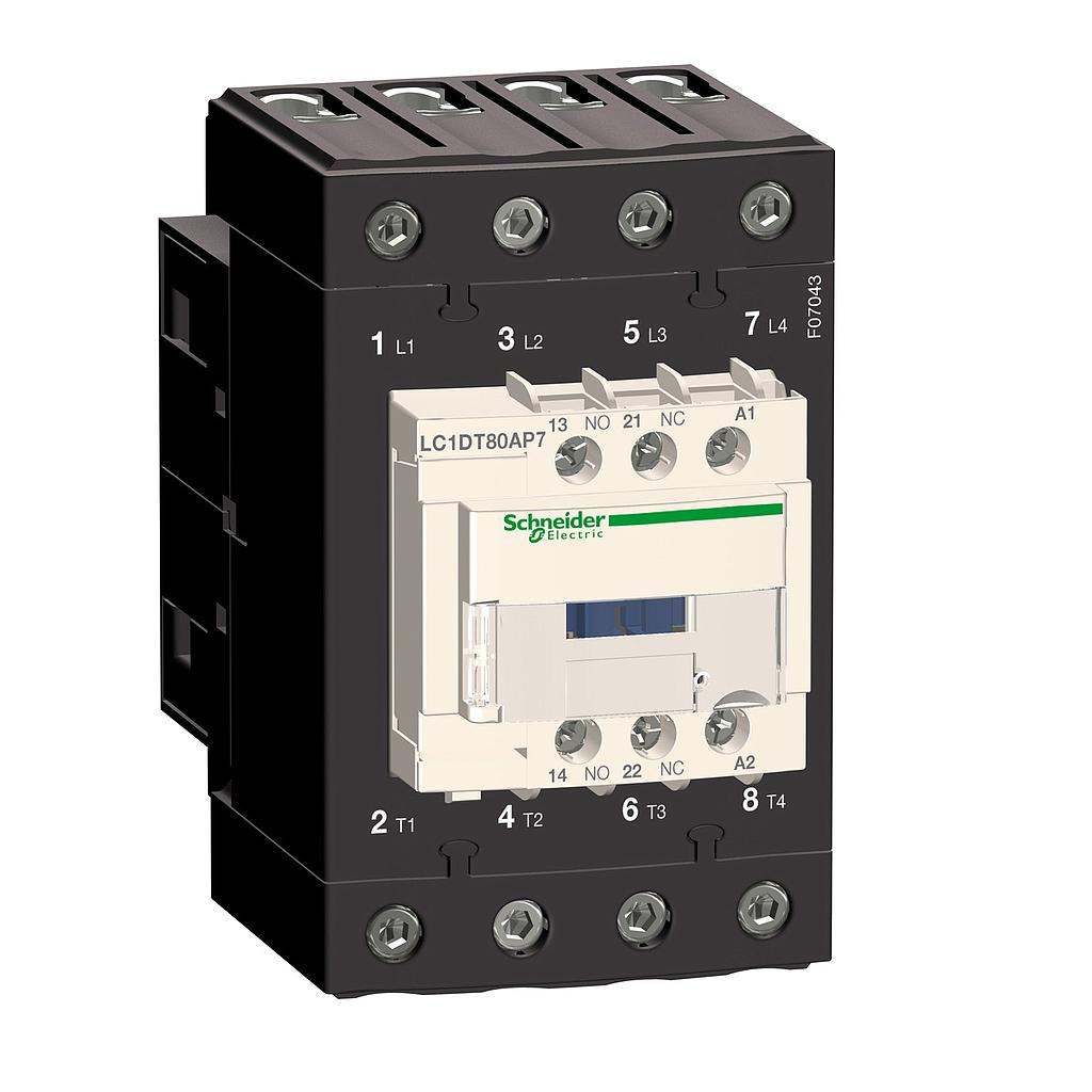Schneider  TeSys D contactor - 4P(4 NO) - AC-1 -  440 V 80 A - 24 V AC 50/60 Hz coil