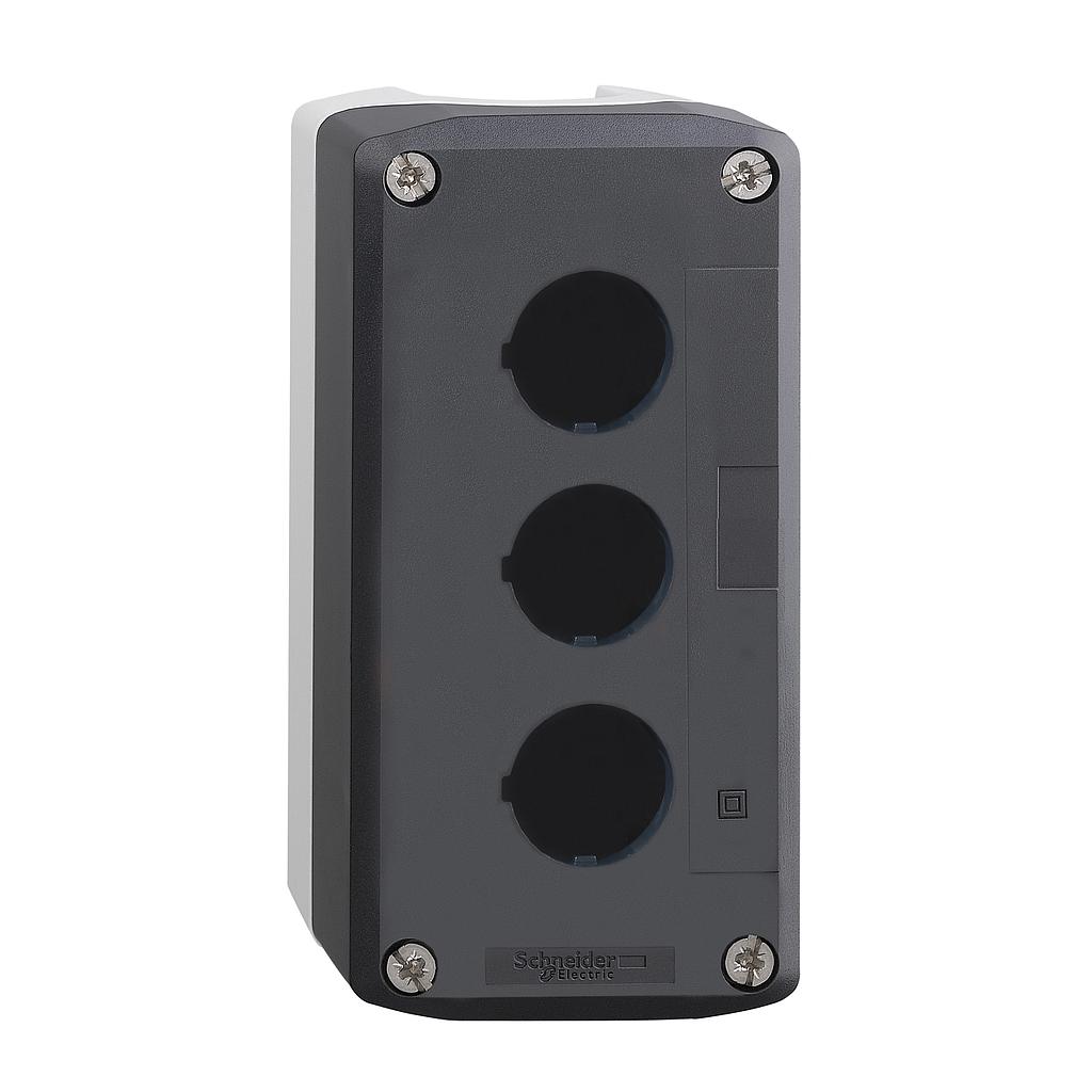 Schneider  Dark grey empty enclosure lid with light grey base - 3 cut-outs