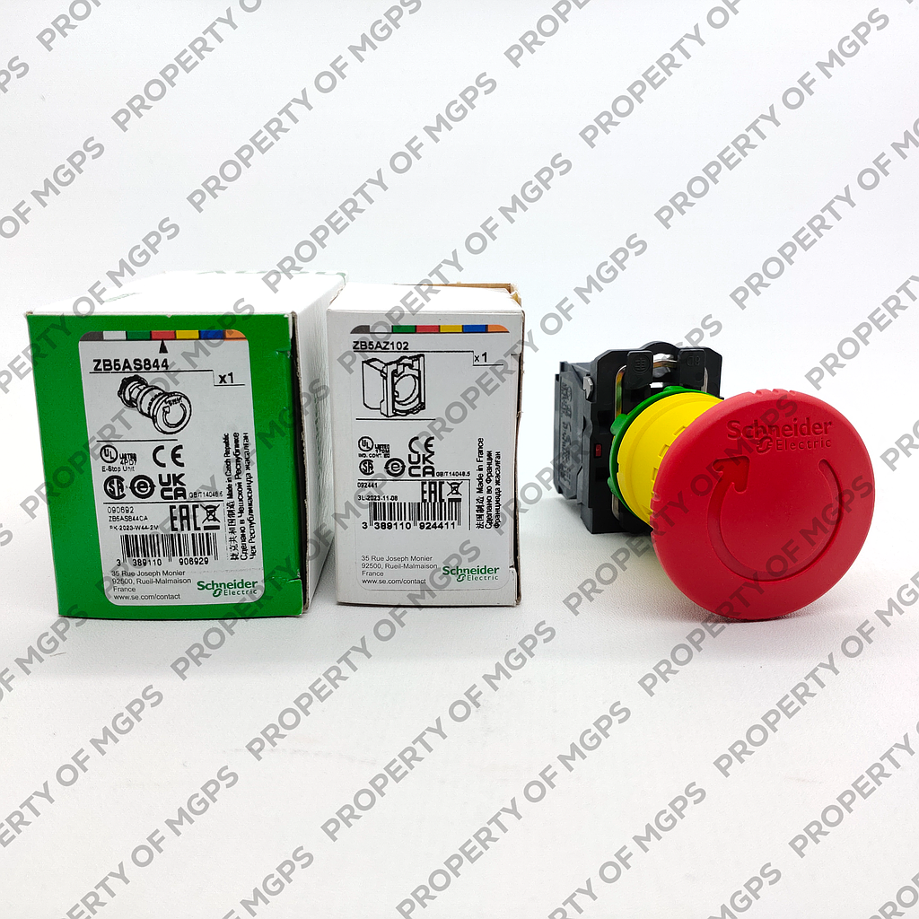 Schneider  Red (D)40 Emergency stop, switching off pushbutton (D)22 latching turn release 1NC