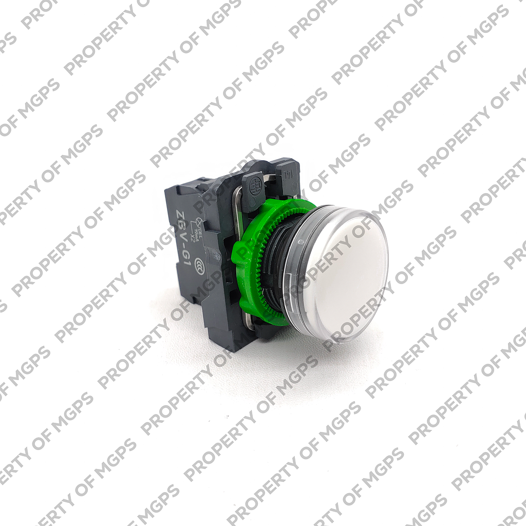 Schneider  White complete pilot light (D)22 plain lens with integral LED 110.120V