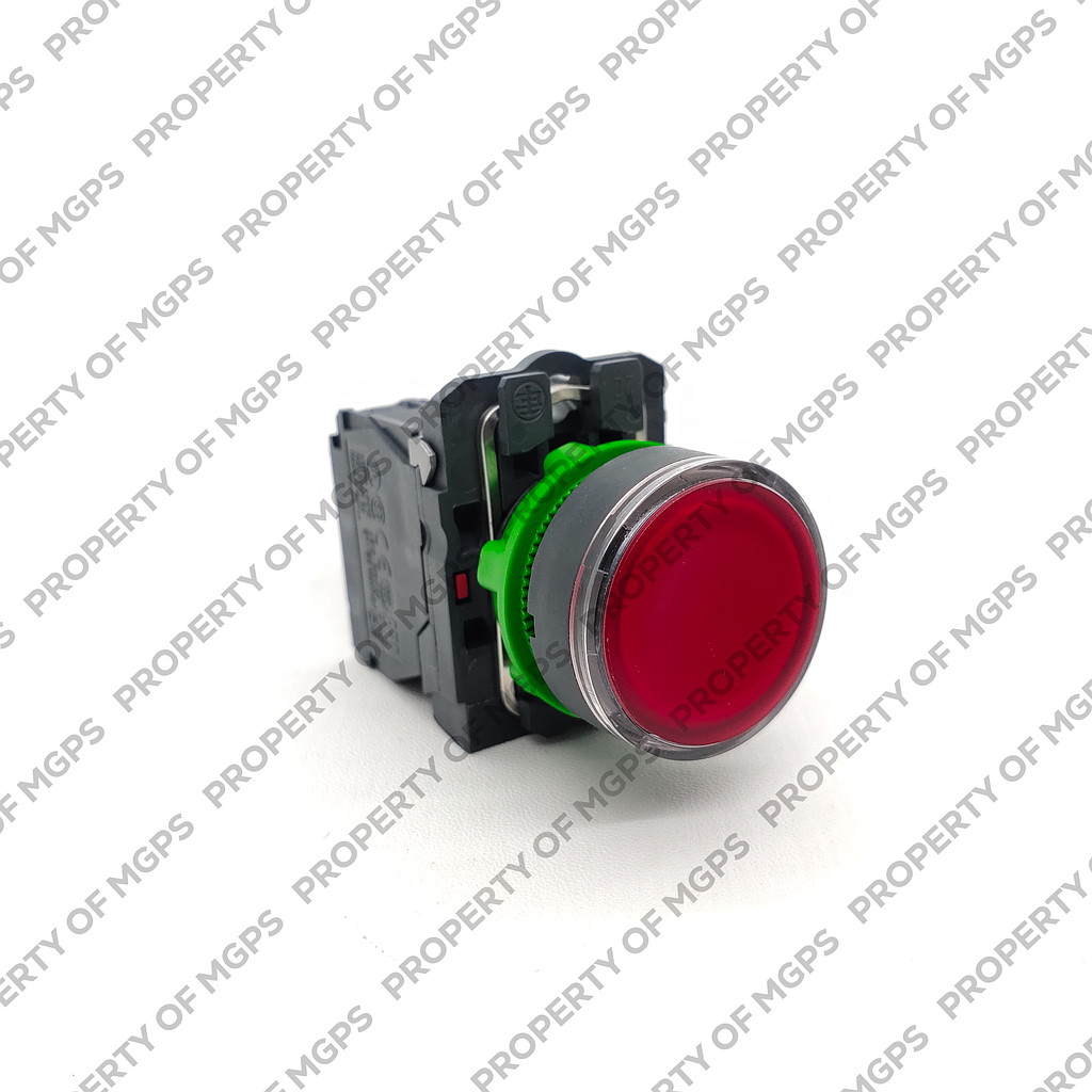 Schneider  Red flush complete illum pushbutton (D)22 spring return 1NO+1NC 110.120V