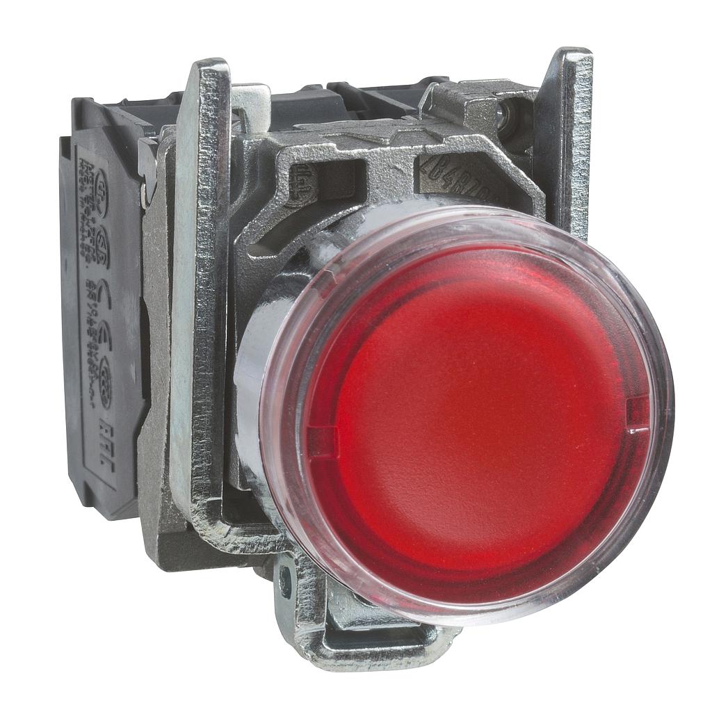 Schneider  Red flush complete illum pushbutton (D)22 spring return 1NO+1NC 250V