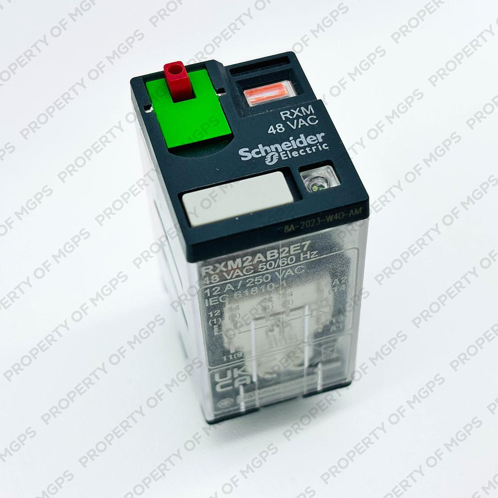 Schneider  Miniature Plug-in relay - Zelio RXM 2 C/O 48 V AC 12 A with LED