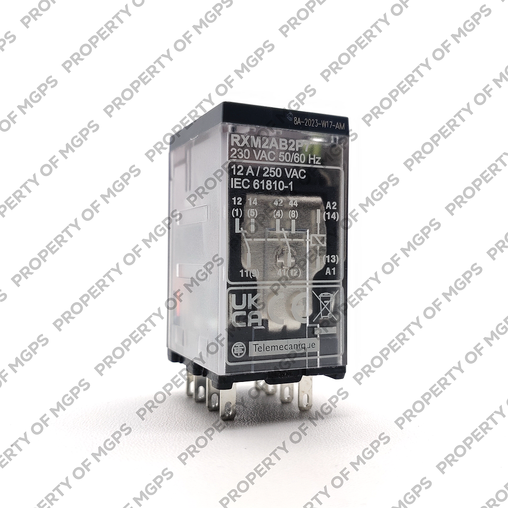 Schneider  Miniature Plug-in relay - Zelio RXM 2 C/O 230 V AC 12 A with LED