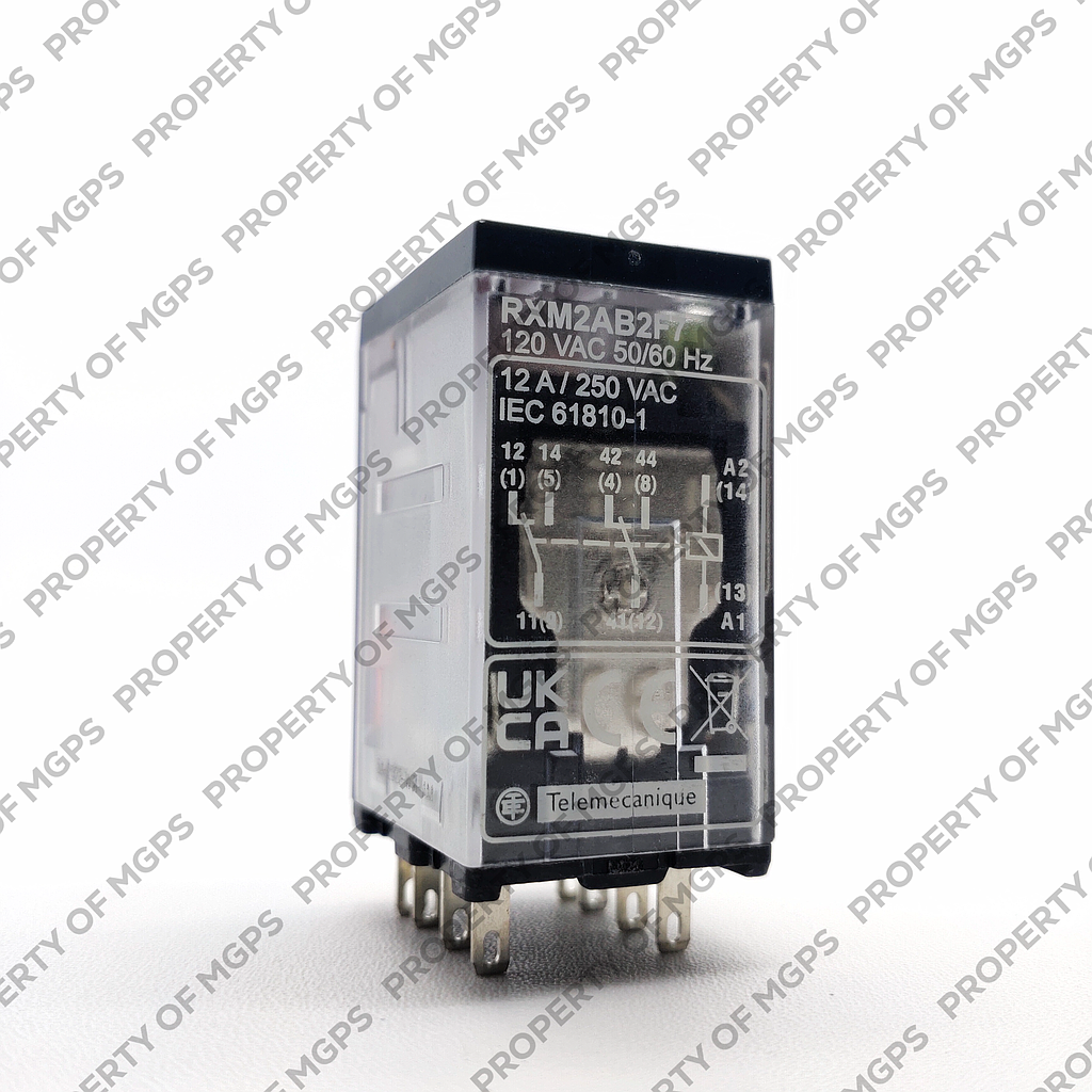 Schneider  Miniature Plug-in relay - Zelio RXM 2 C/O 120 V AC 12 A with LED