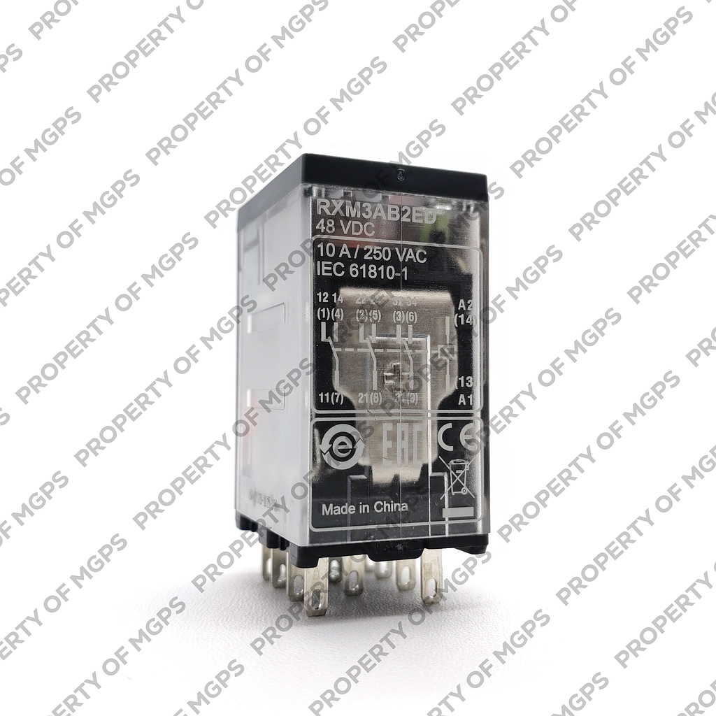 Schneider  Miniature Plug-in relay - Zelio RXM 3 C/O 48 V DC 10 A with LED