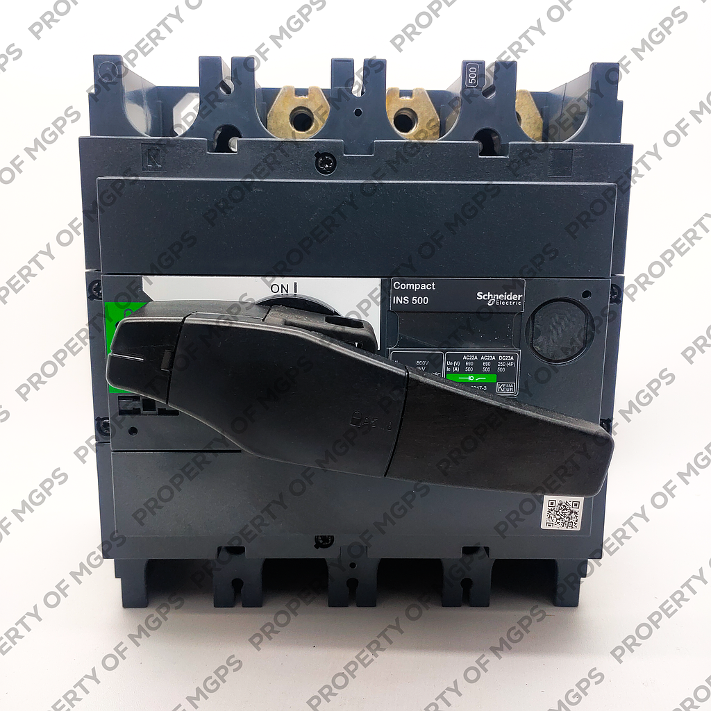 Schneider  Switch disconnector, Compact INS500 , 500 A, standard version with black rotary handle, 3 poles