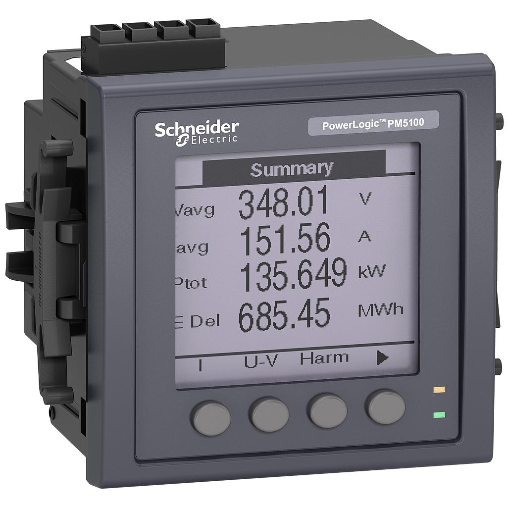 Schneider  PM5100 powermeter w/o modbus - upto 15th H - 1DO 33alarms - flush mount