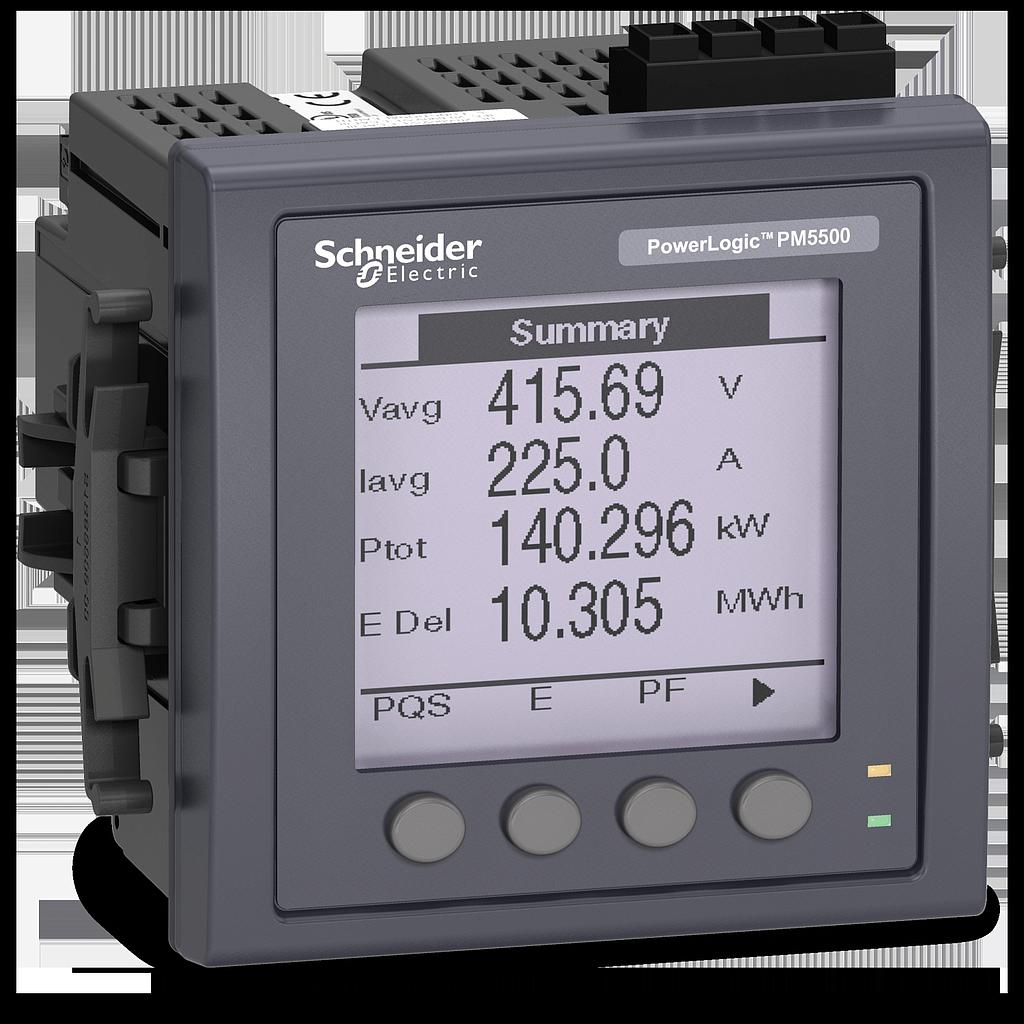 Schneider  PM5560 powermeter w 1mod2eth - upto 63th H - 1,1M 4DI/2DO 52alarms - flush mount