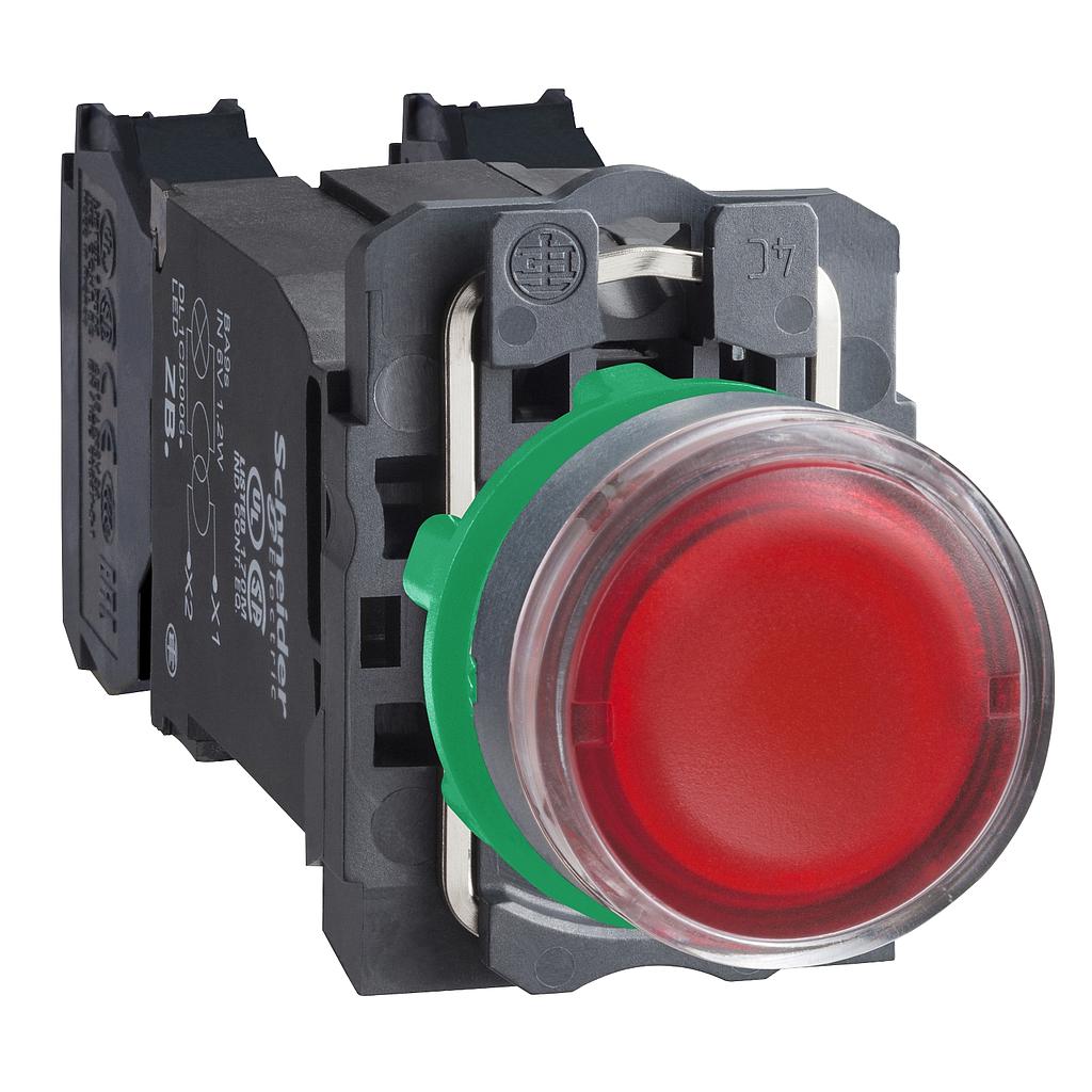 Schneider  Red flush complete illum pushbutton (D)22 spring return 1NO+1NC 110...120V