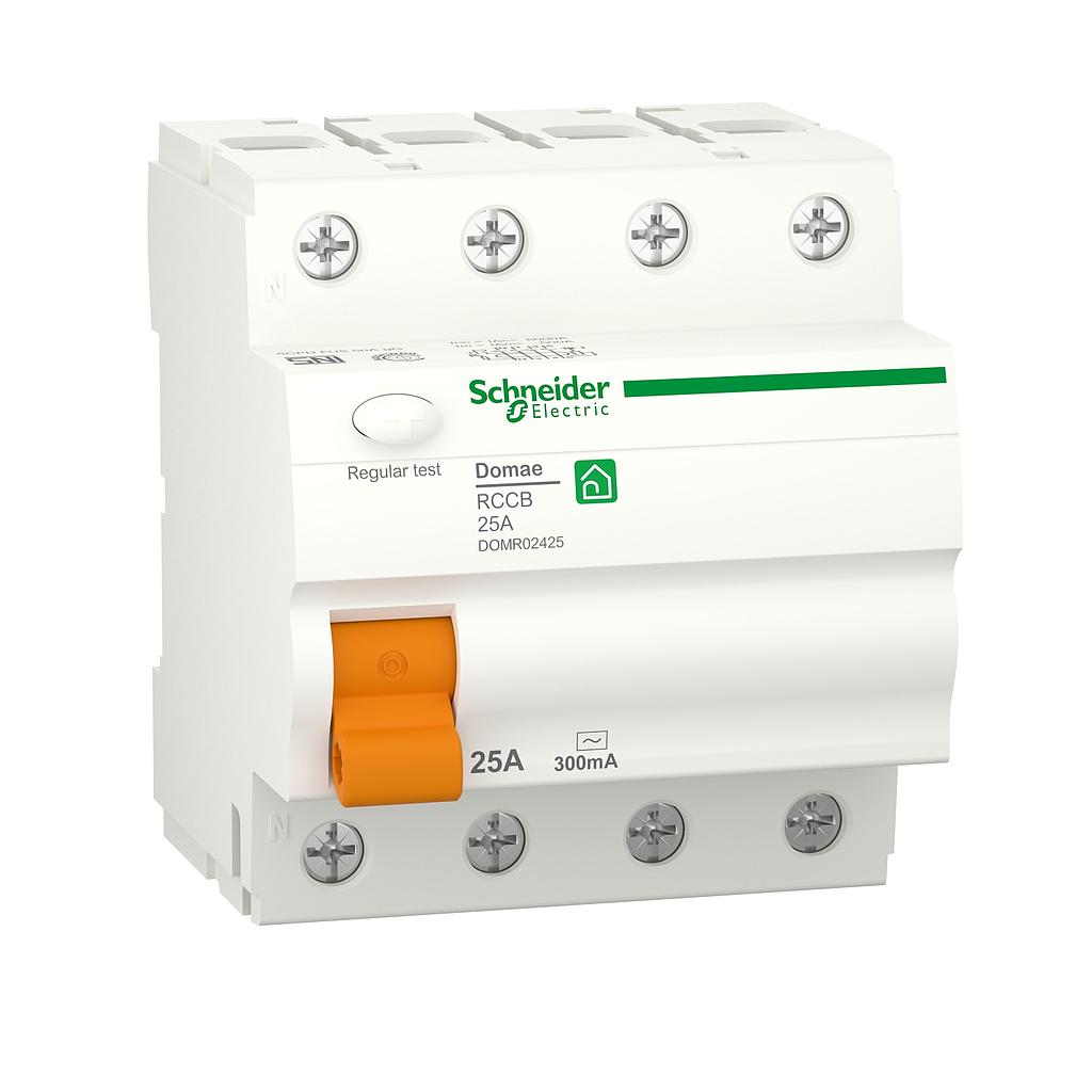 Schneider  NEW RCCB DOMAE 4P 25A 300MA AC 6KA