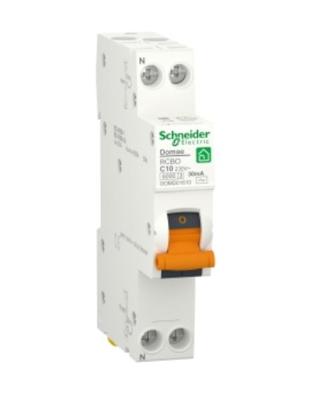 Schneider  NEW 10A 1PN 30mA 4500A AC RCBO Slim 6KA