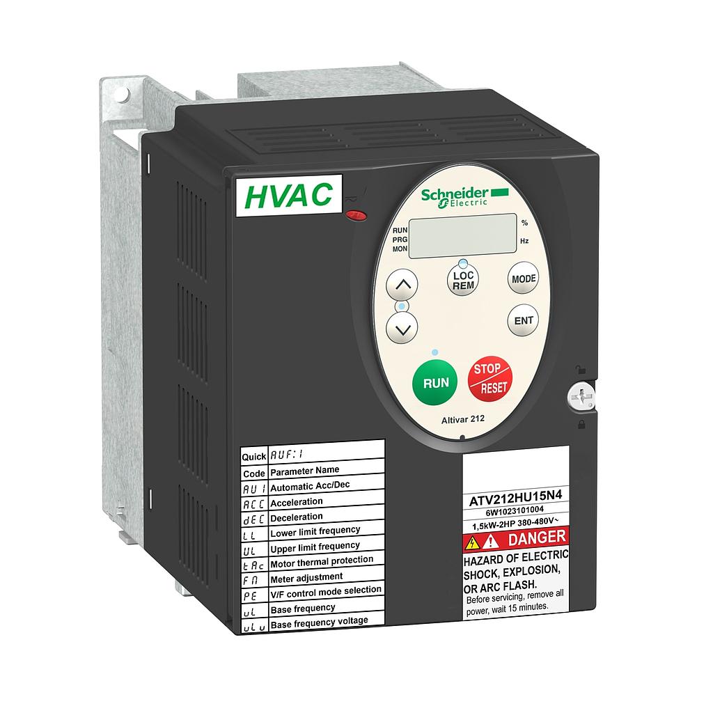 Schneider  variable speed drive ATV212 - 1.5kW - 2hp - 480V - 3ph - EMC - IP21