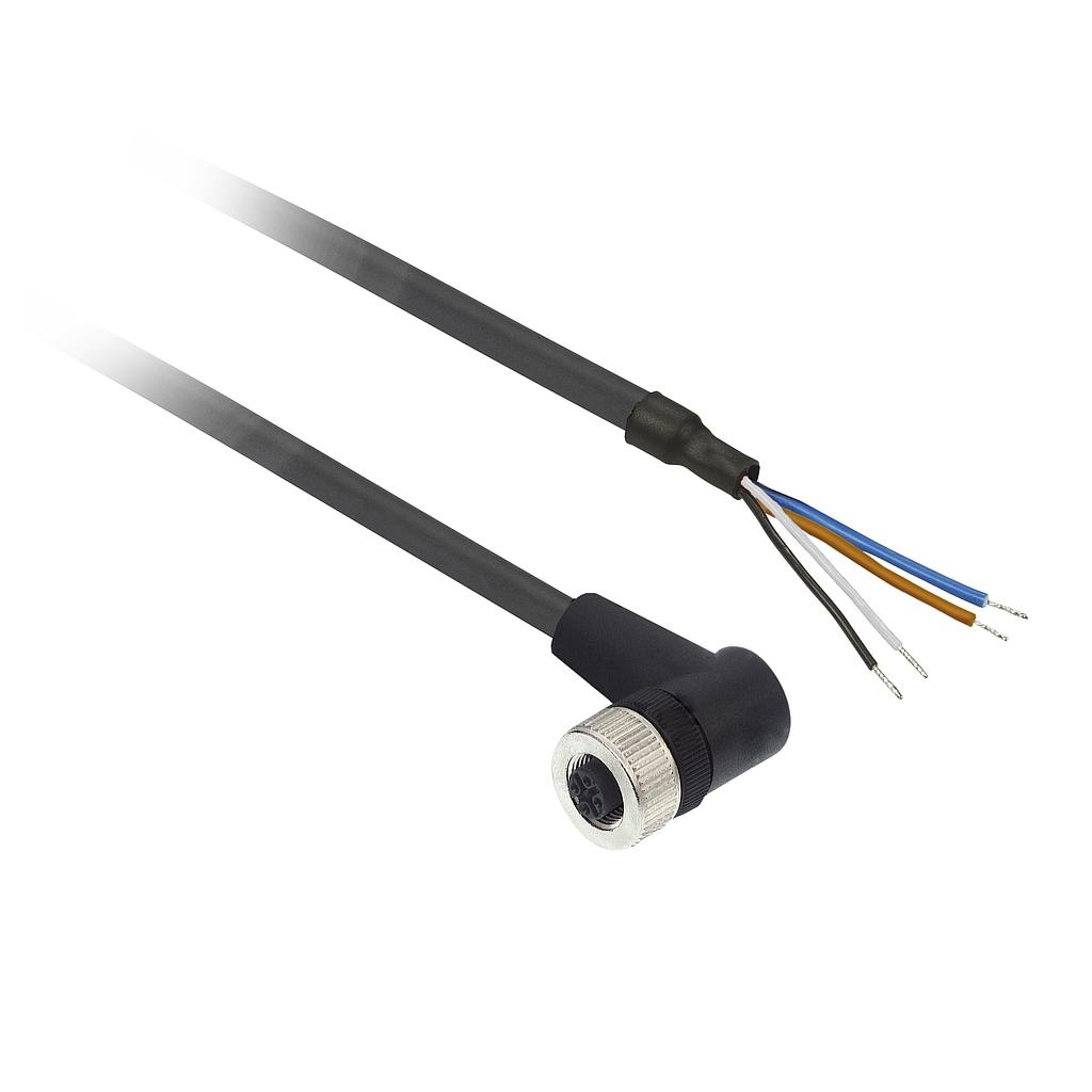 TELEMECANIQUE SENSOR  FEMALE, M12, 4PIN, ELBOWED PREWIRED CONN