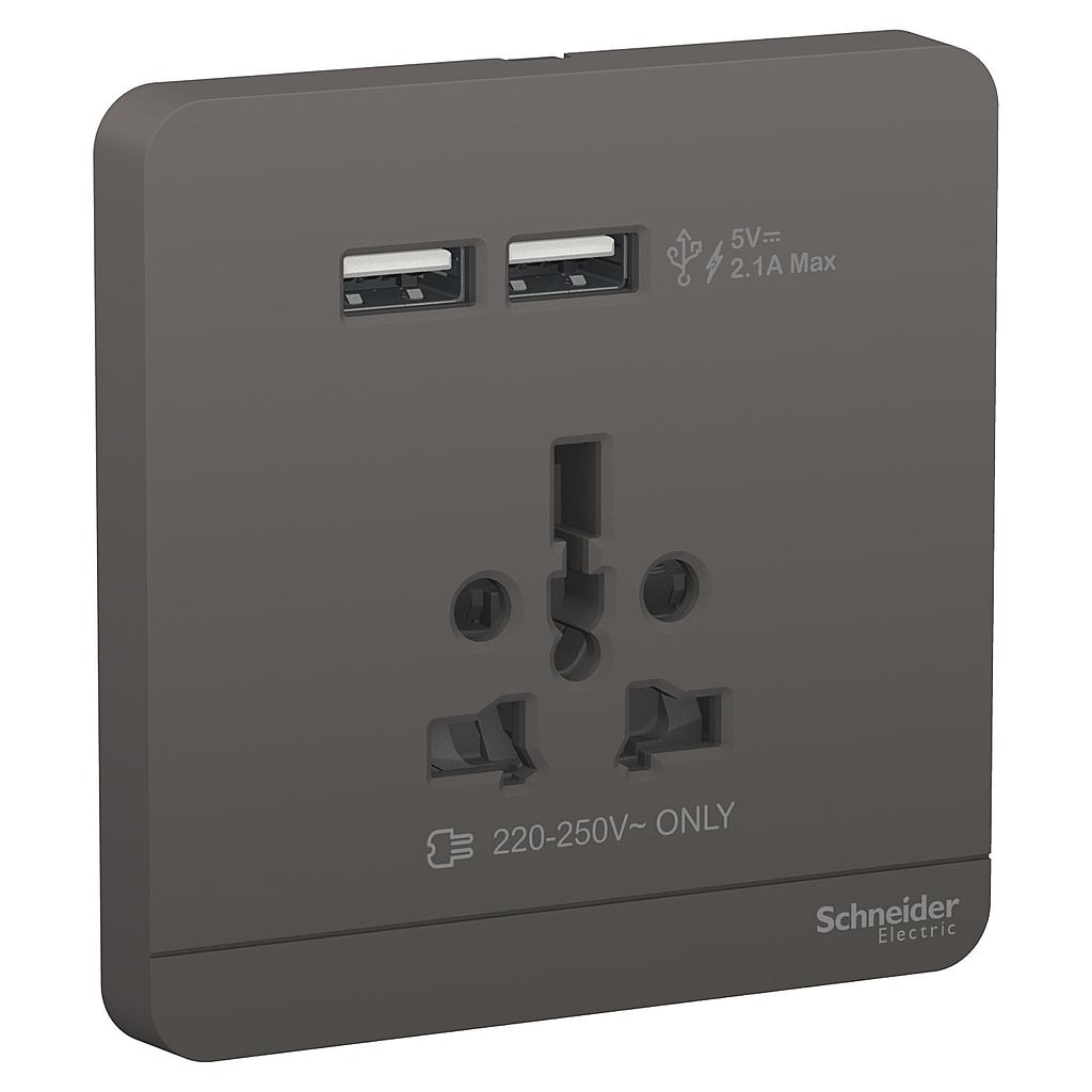 Schneider  AVATARON INT SOCKET W USB 2.1A DARK GREY