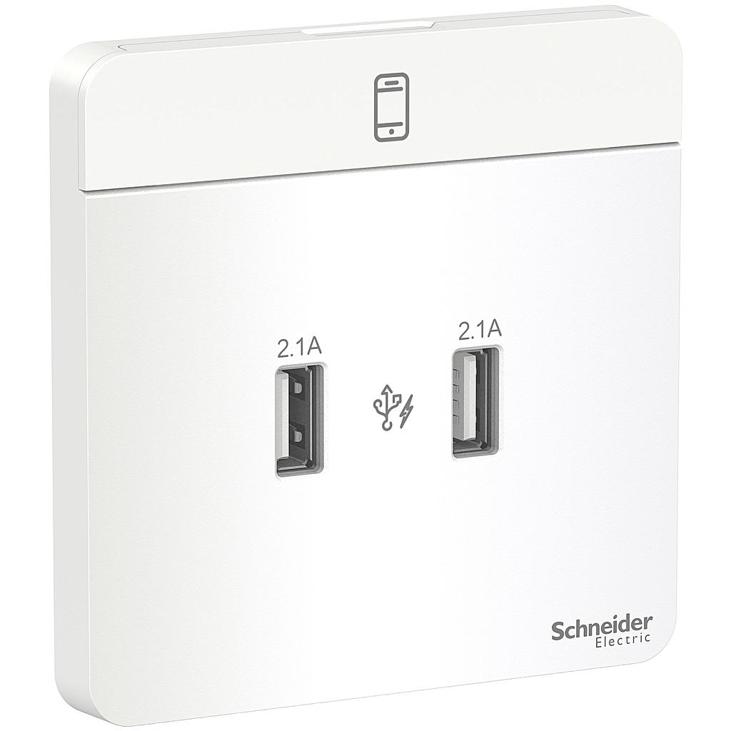 Schneider  AVATARON USB CHARGER 2 GANG  2.1A WHITE