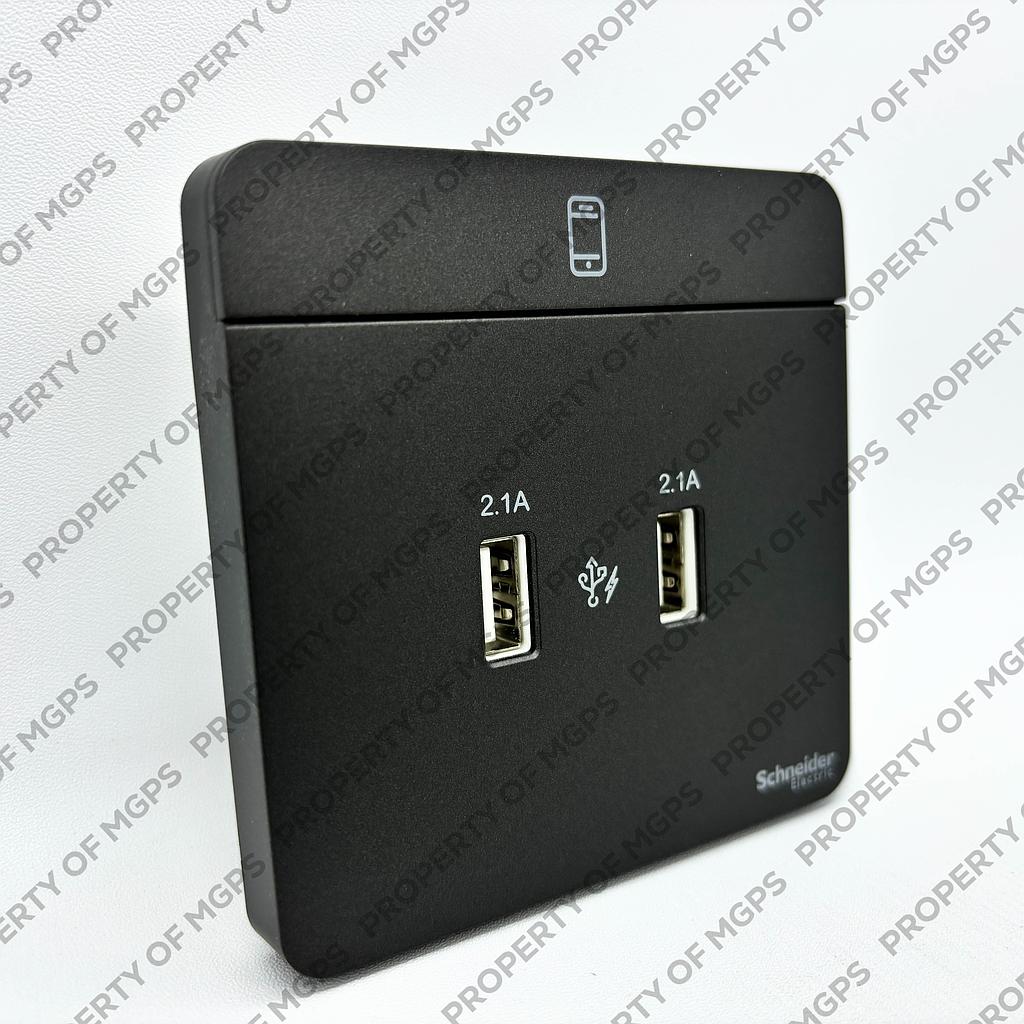 Schneider  AVATARON USB CHARGER 2 GANG  2.1A DARK GREY