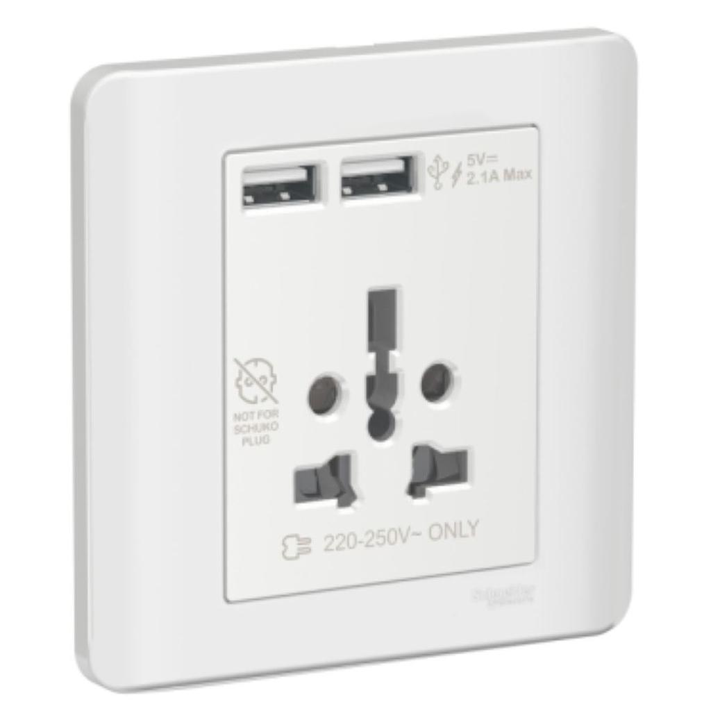 Schneider  ZENCELO INT SOCKET W USB 2.1A WHITE