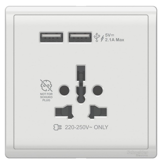 Schneider  PIENO INT SOCKET W USB 2.1A WHITE PUTIH