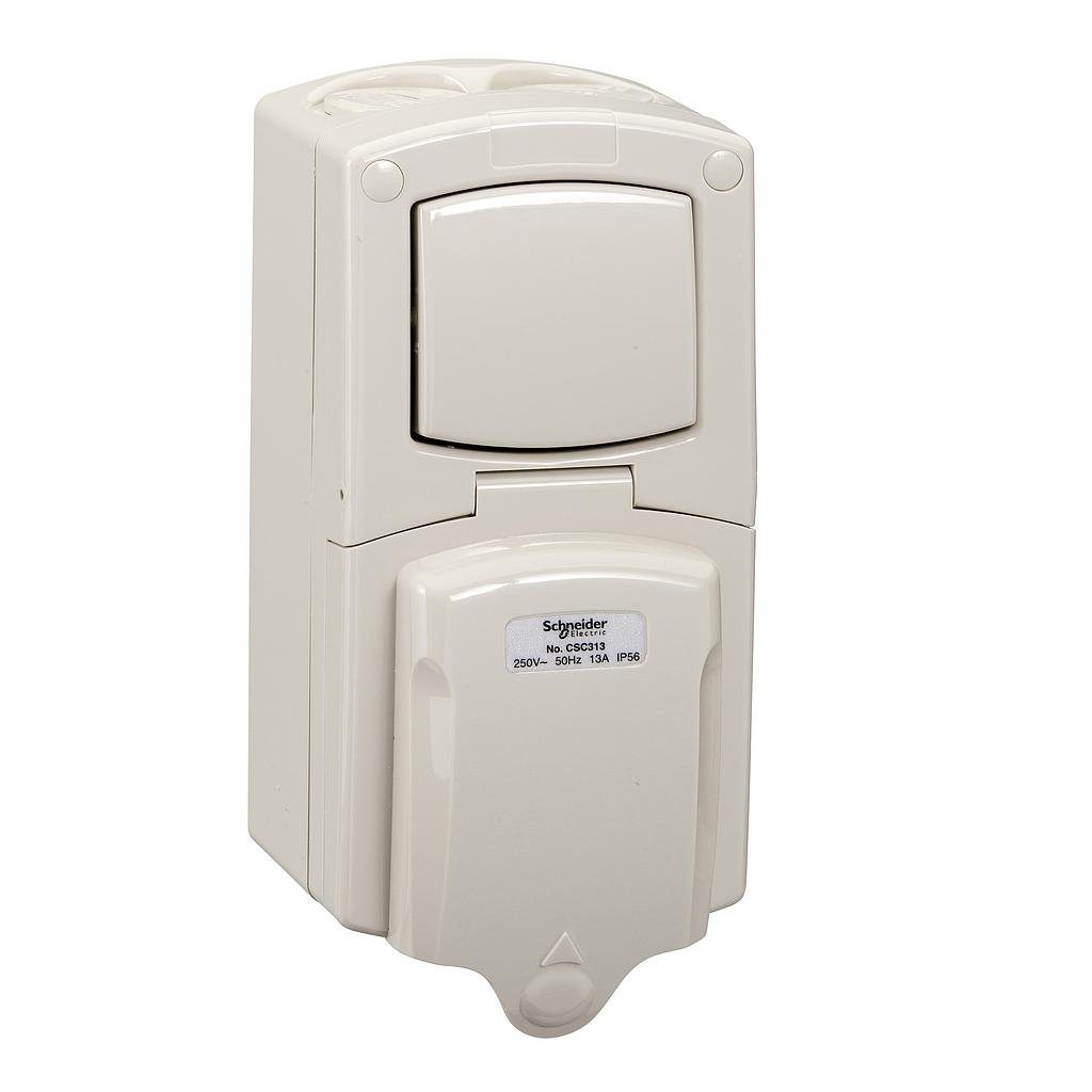 Schneider  KAVACHA  13A 250V Surface Mount Single Pole Switched Socket