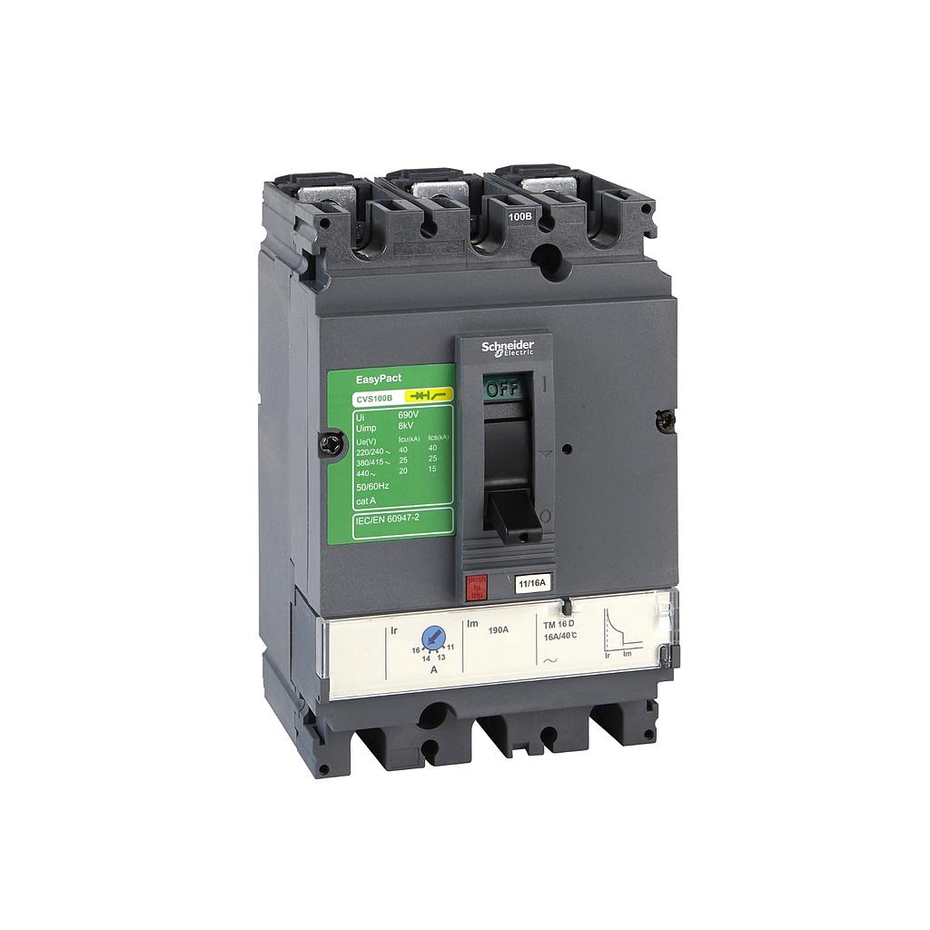 Schneider EasyPact CVS CVS100B 3P 16A 25KA TMD  