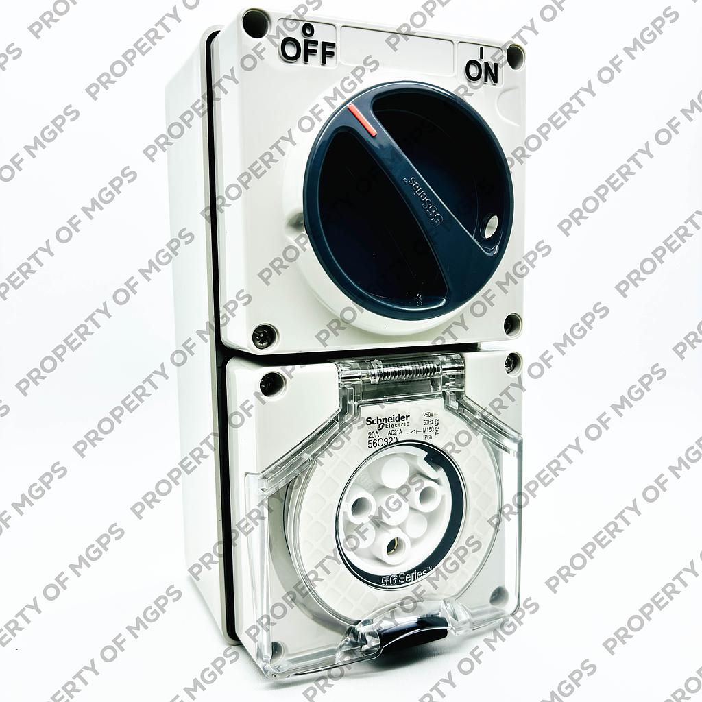 Schneider  250V 20A 3 pin SW SKT IP66