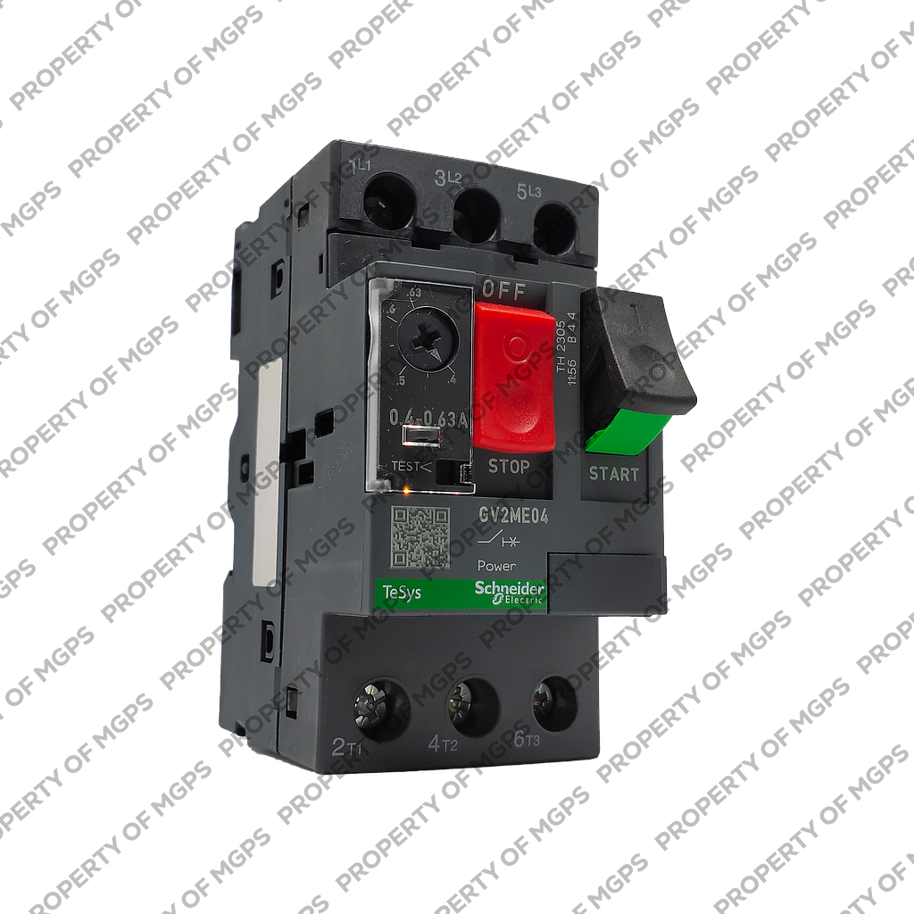 Schneider Tesys GV2 Motor circuit breaker, TeSys GV2, 3P, 0.4-0.63 A, thermal magnetic, screw clamp terminals