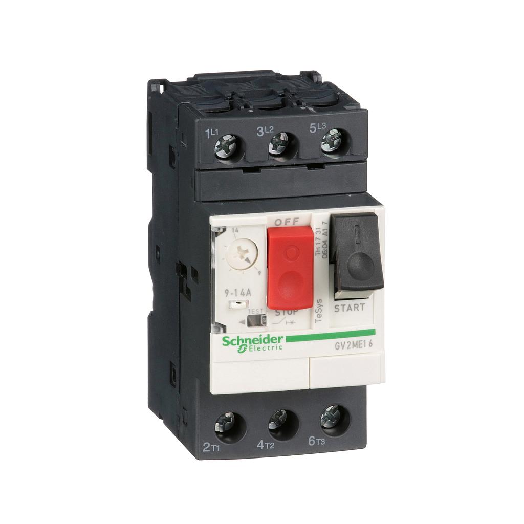 Schneider Tesys GV2 Motor circuit breaker, TeSys GV2, 3P, 9-14 A, thermal magnetic, screw clamp terminals