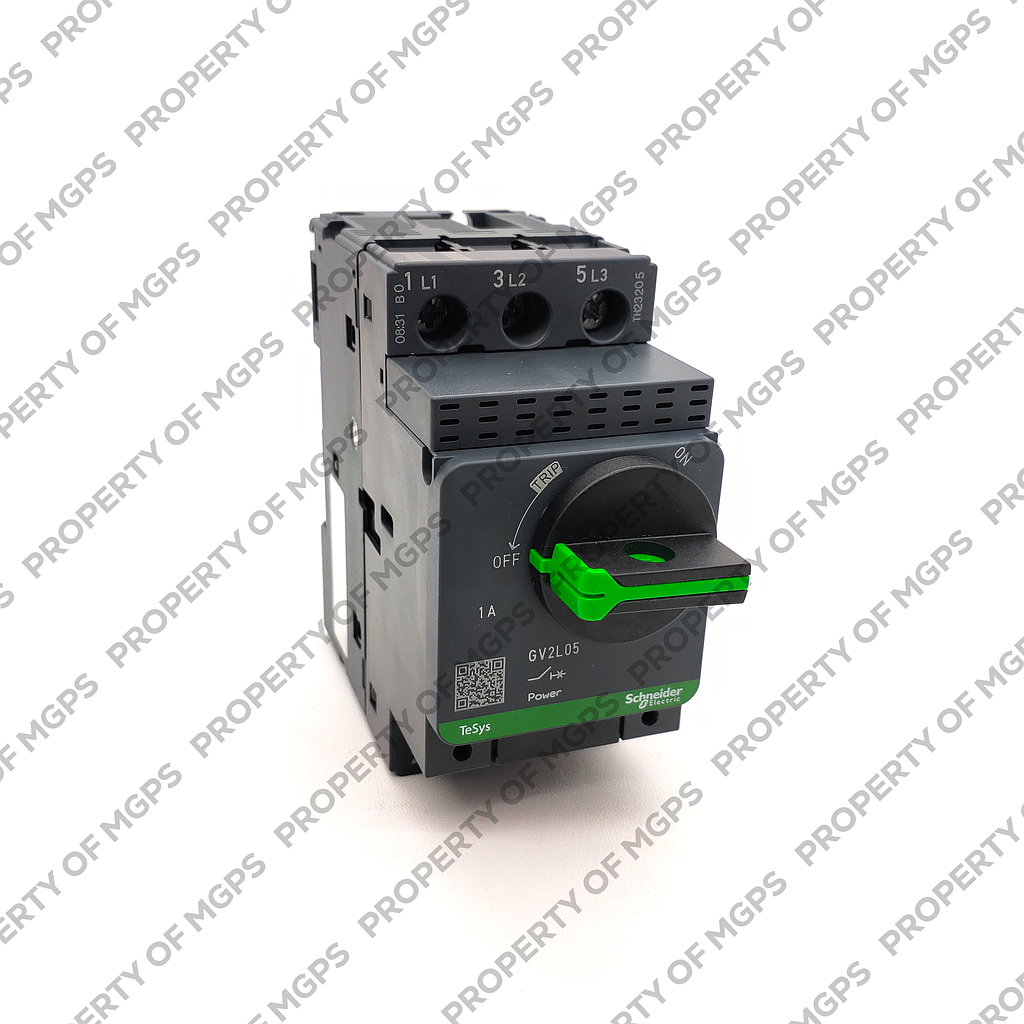 Schneider  Motor circuit breaker, TeSys GV2, 3P, 1 A, magnetic, rotary handle, screw clamp terminals