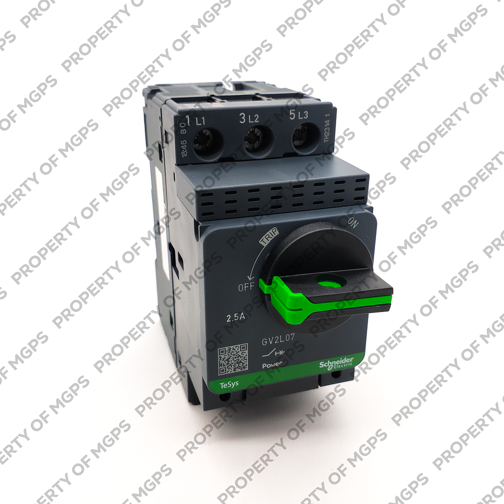 Schneider  Motor circuit breaker, TeSys GV2, 3P, 2.5 A, magnetic, rotary handle, screw clamp terminals