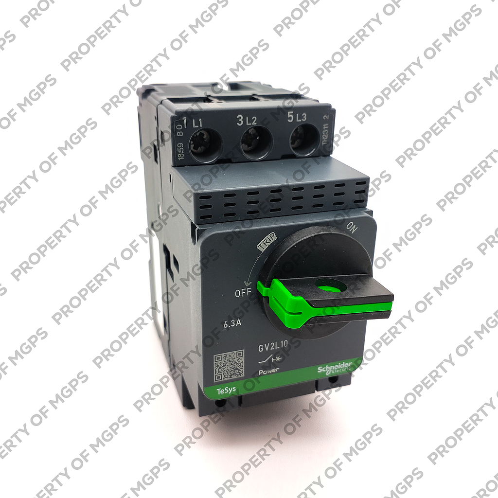 Schneider  Motor circuit breaker, TeSys GV2, 3P, 6.3 A, magnetic, rotary handle, screw clamp terminals