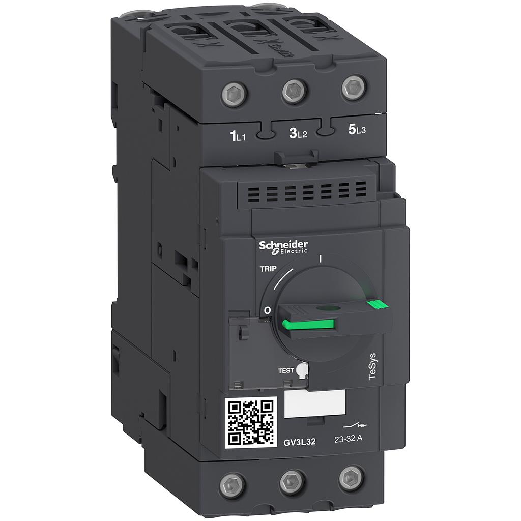 Schneider  Motor circuit breaker, TeSys GV3, 3P, 32 A, magnetic, rotary handle, EverLink terminals