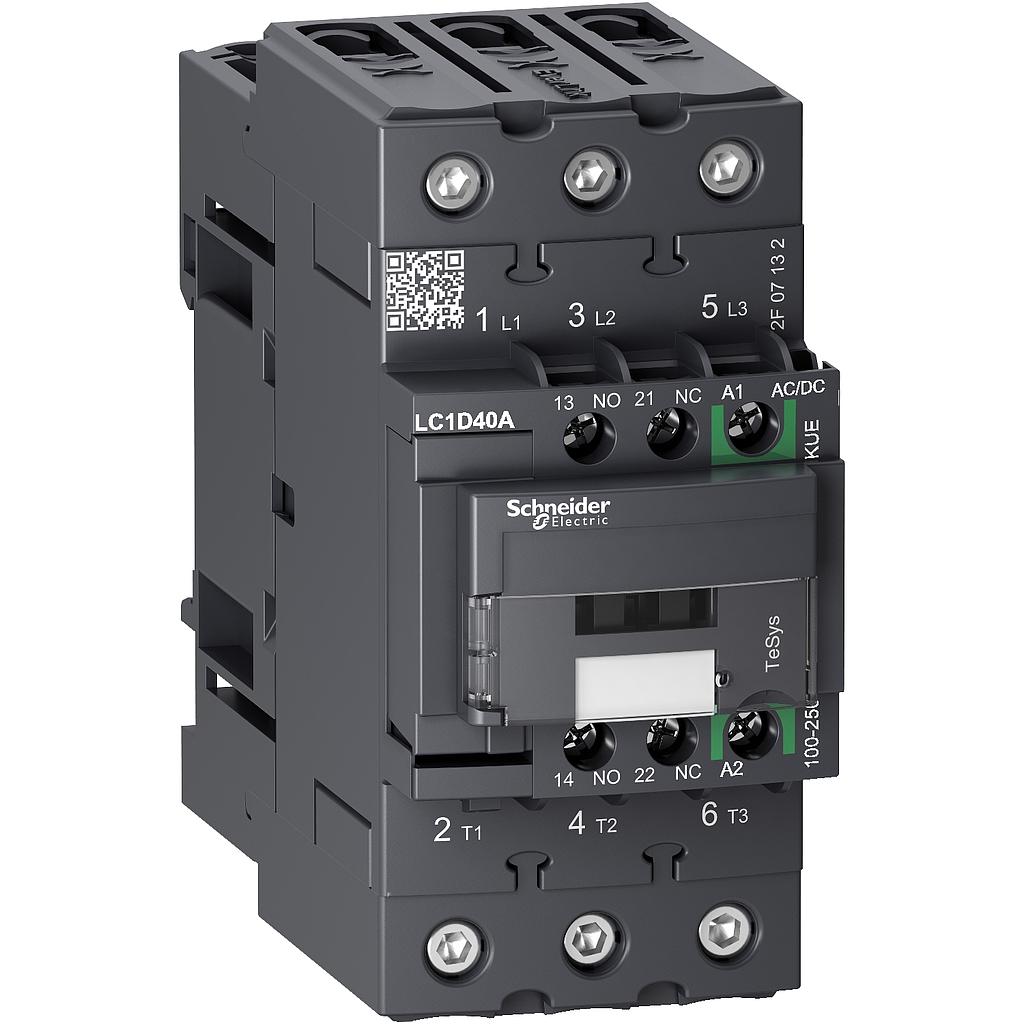 Schneider  TeSys D contactor 3P 40A AC-3 up to 440V coil 100-250V AC/DC EverLink