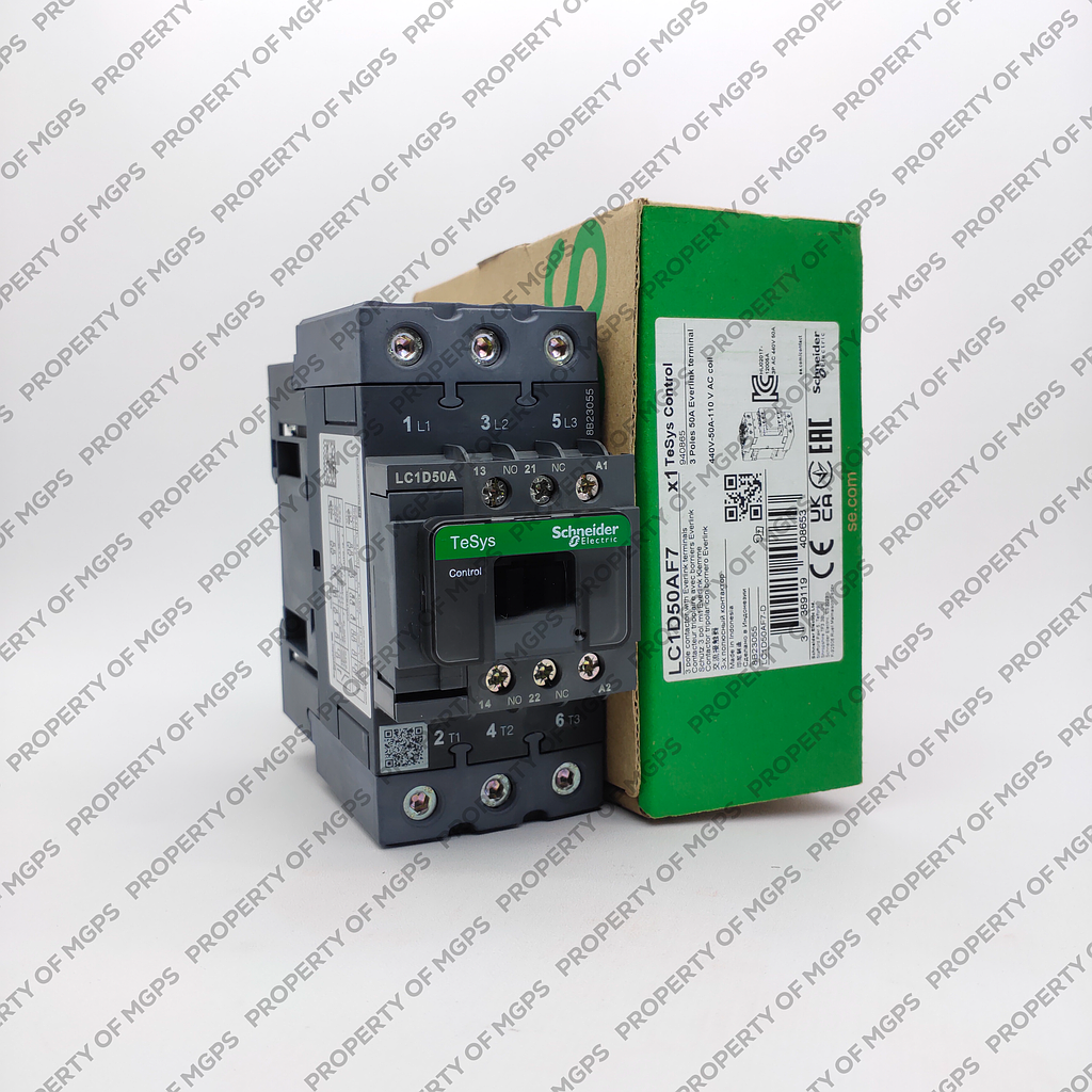 Schneider  TeSys D contactor - 3P(3 NO) - AC-3 -  440 V 50 A - 110 V AC 50/60 Hz coil