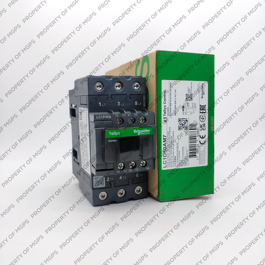 Schneider  TeSys D contactor - 3P(3 NO) - AC-3 -  440 V 50 A - 220 V AC 50/60 Hz coil