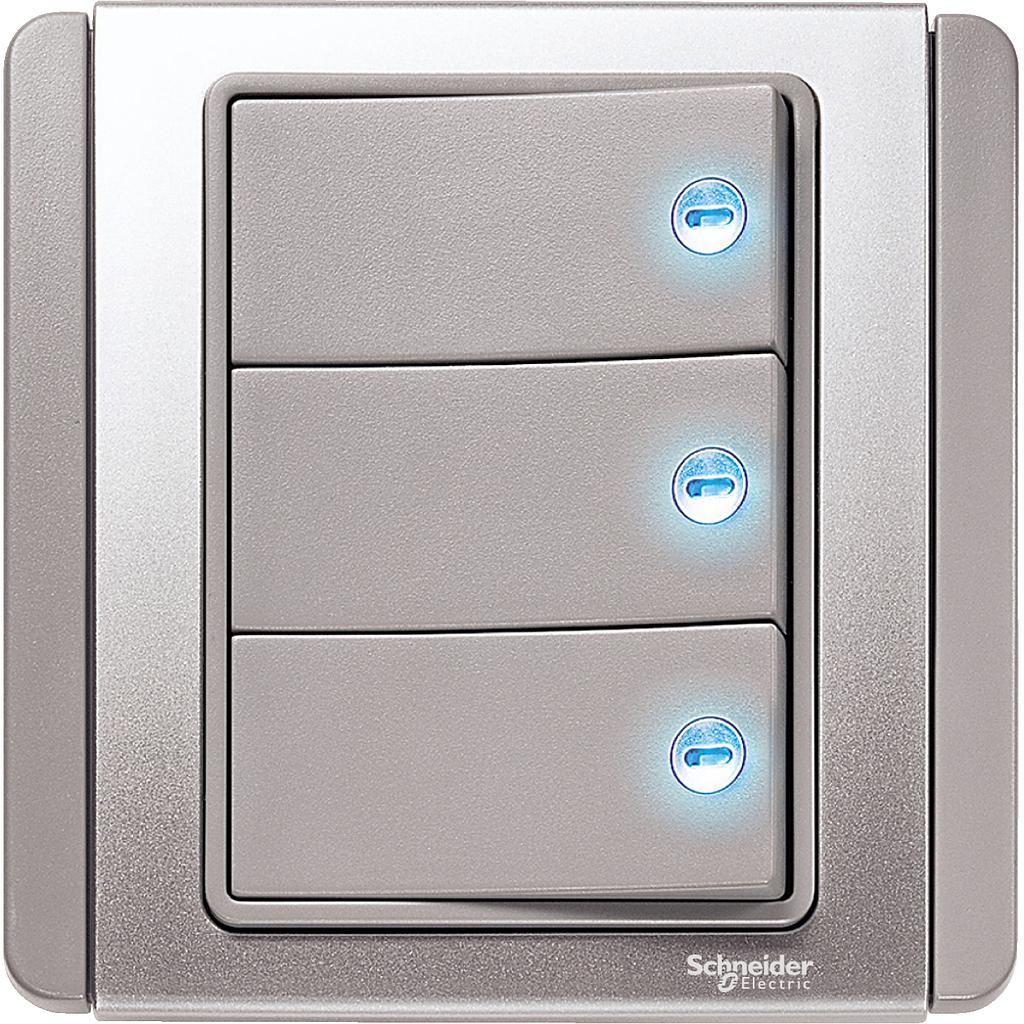 Schneider NEO NEO SAKLAR  3 GANG 1 ARAH HORIZONTAL GREY SILVER